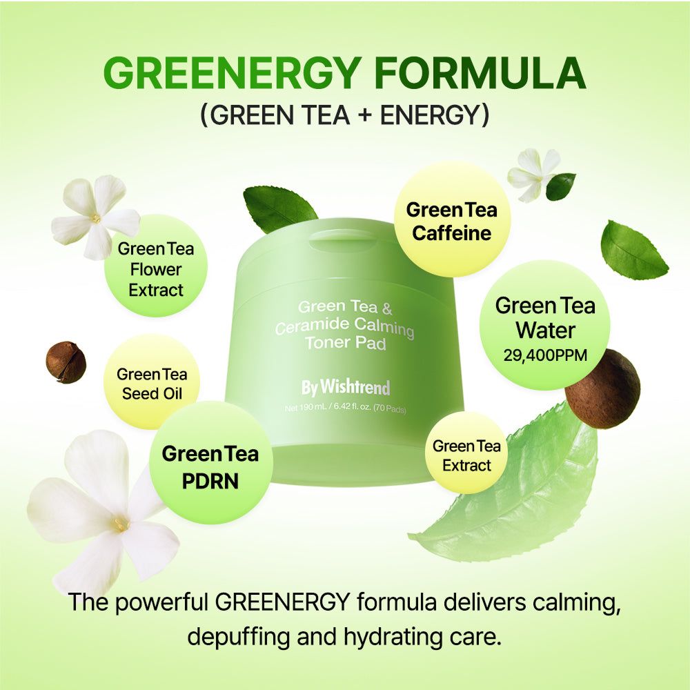 By Wishtrend Grüner Tee & Ceramid Beruhigende Toner-Pads