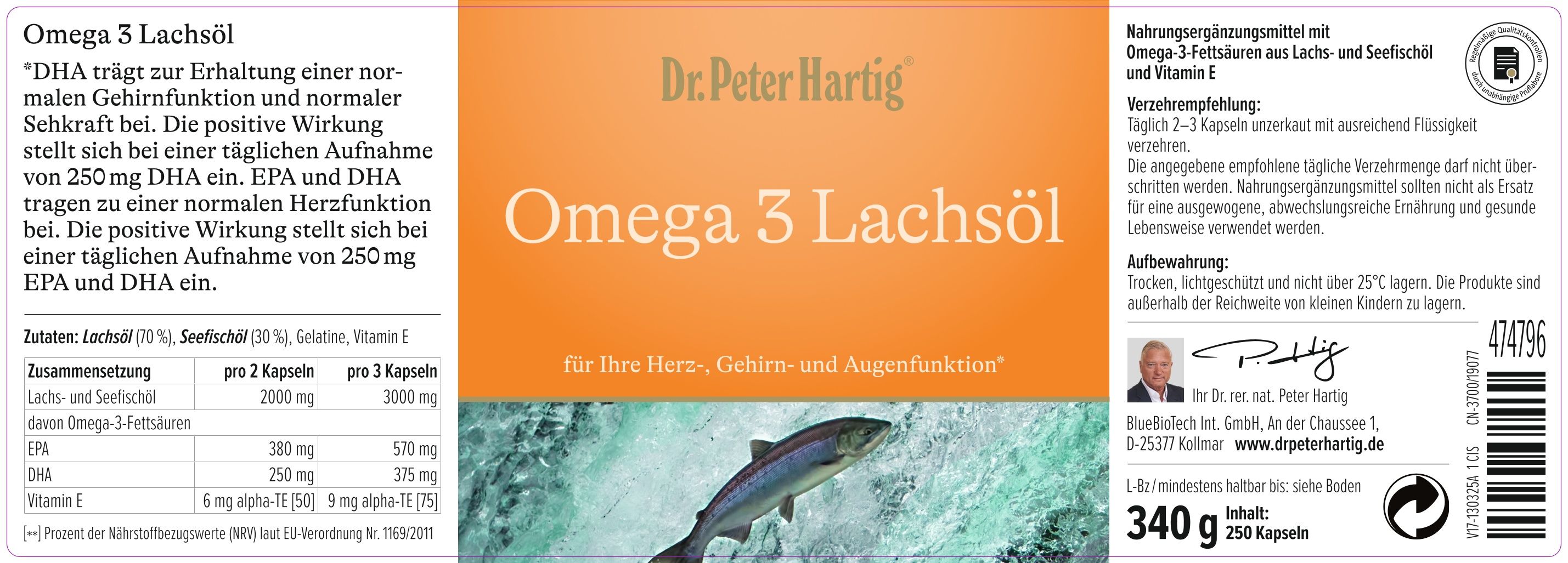 Ein Mann sitzt an einem Tisch. Vor ihm stehen Produkte von Dr. Peter Hartig. Im Hintergrund ist ein Bildschirm zu sehen.