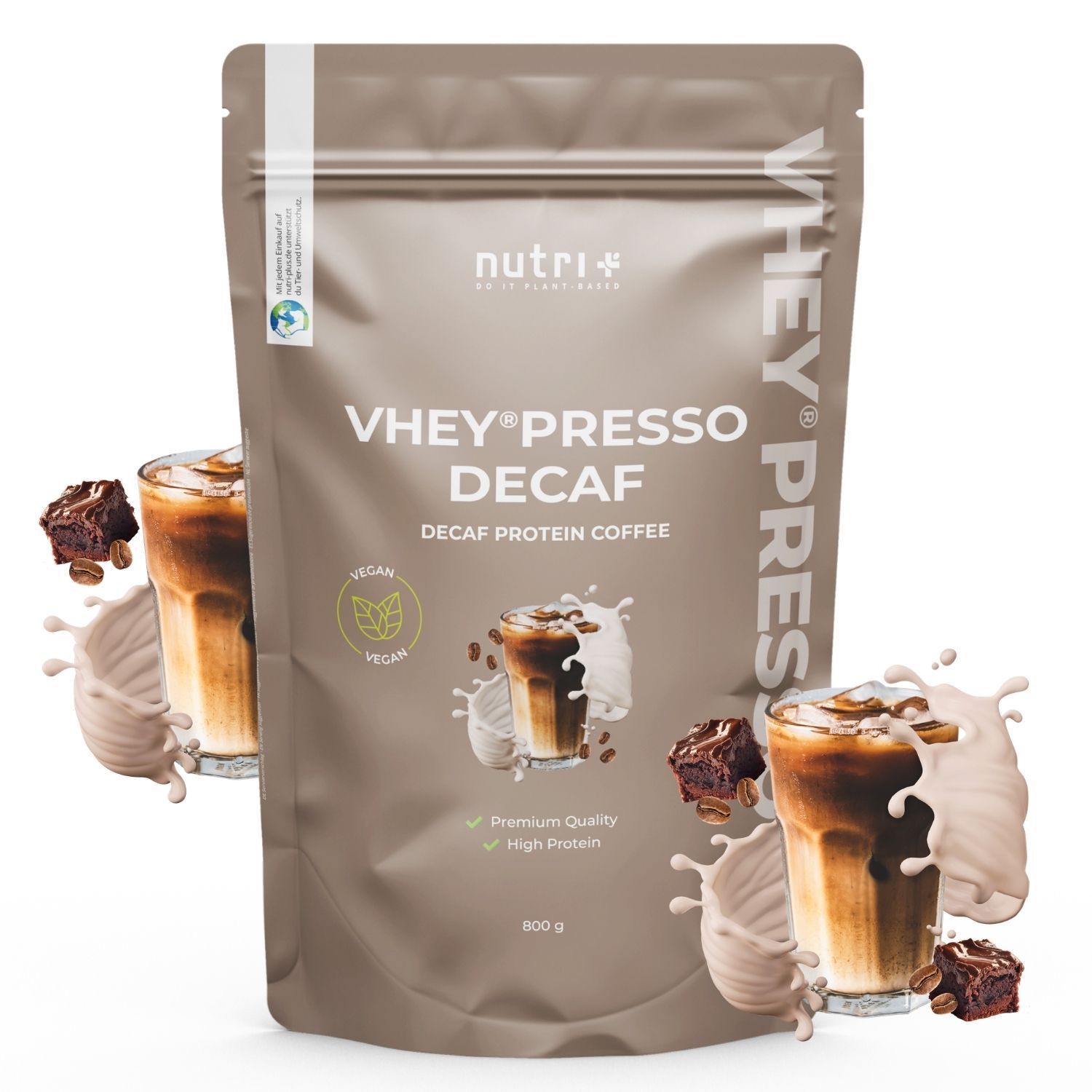 nutri+ Vheypresso Proteinkaffee Schoko Brownie Vegan DECAF