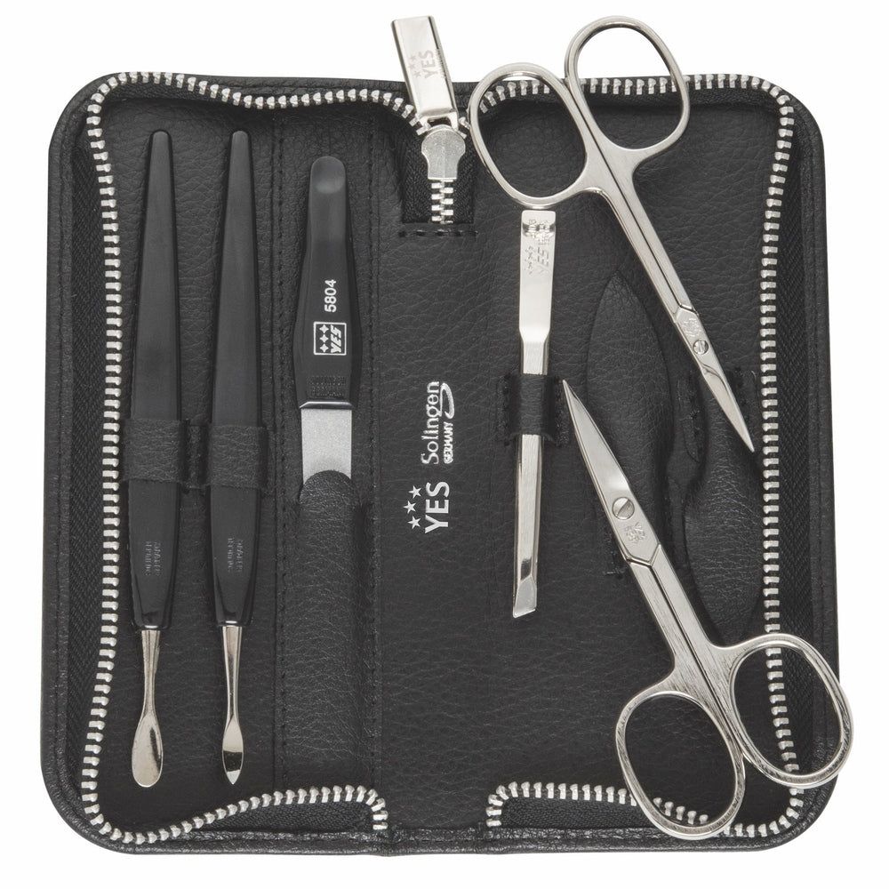 YES Solingen Maniküre Reißverschluss-Etui Schwarz 6-teilig 1 St