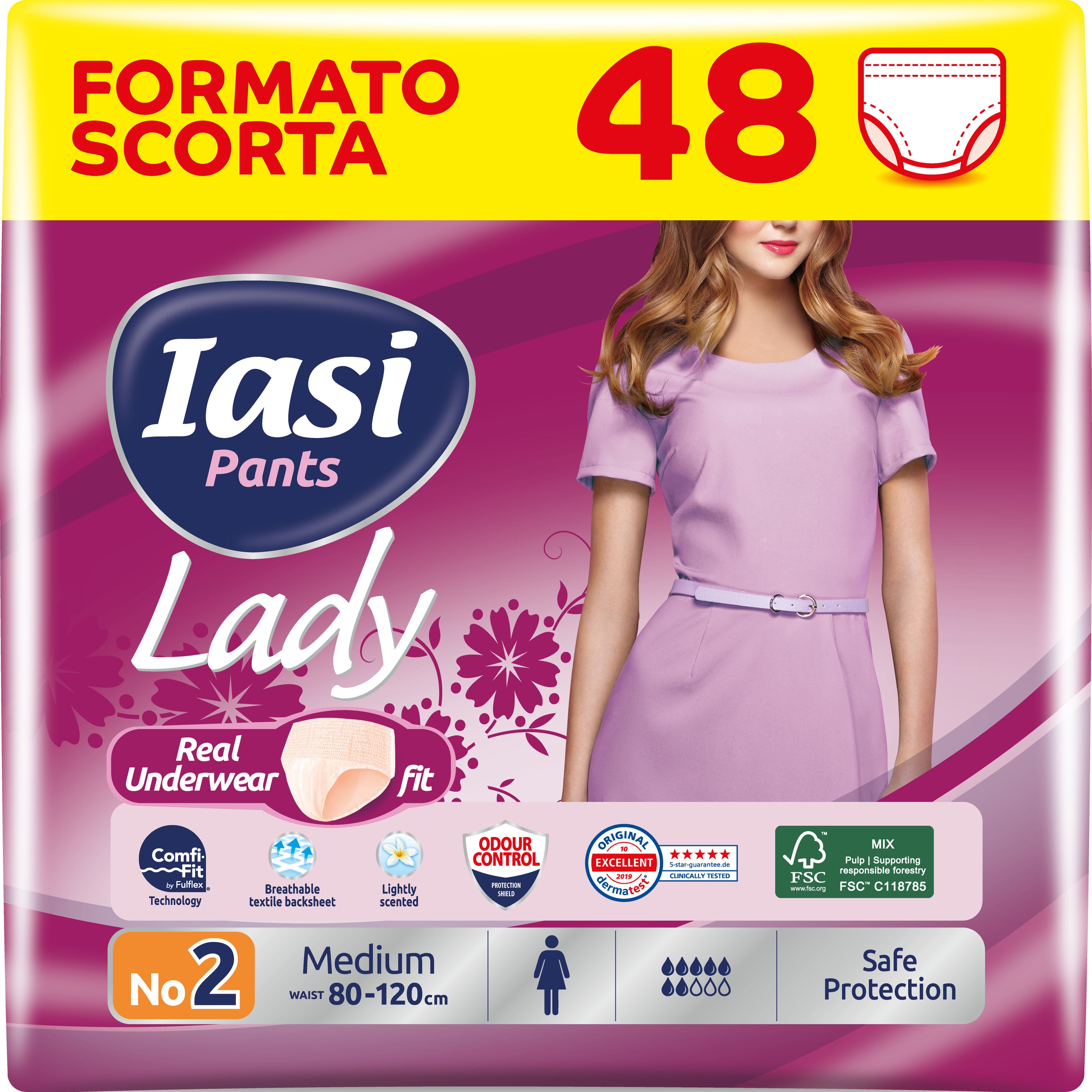 IASI Pants LADY, 48 Mutande Assorbenti Donna monouso, Assorbenza PLUS, Taglia M, 48 Unità