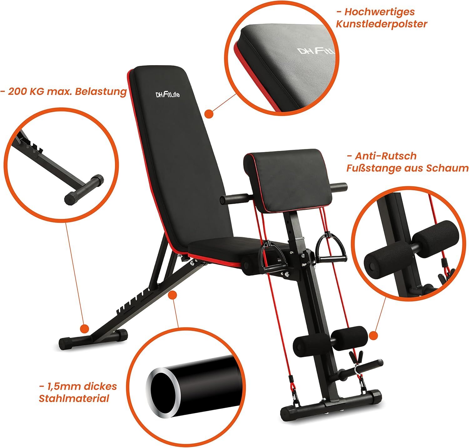 DH FitLife klappbar multifunktional Hantelbank