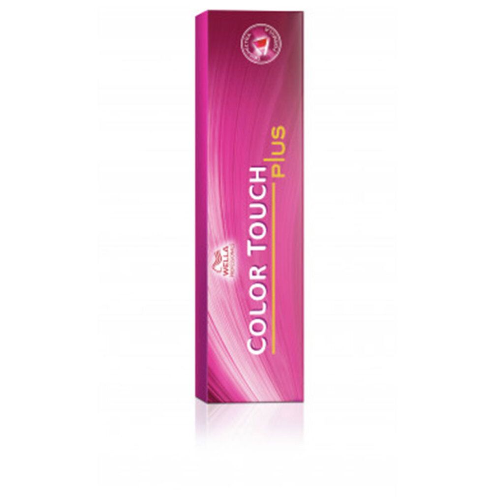 Verpackung von Wella Color Touch Plus. Rosa-lila Farbton. Text: Color Touch Plus, Wella.