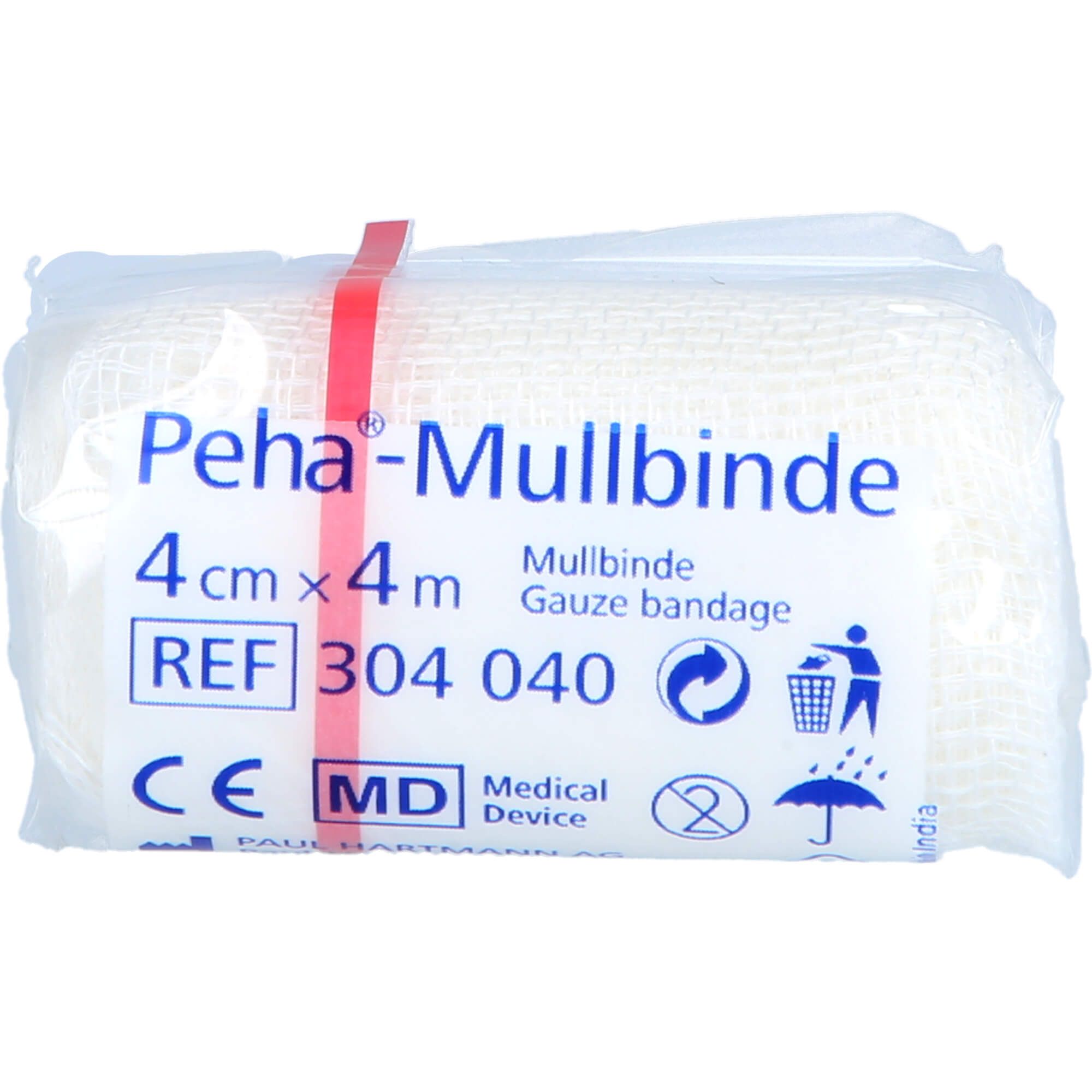 Verpackte Mullbinde, 4 cm x 4 m, mit CE und MD Siegel.