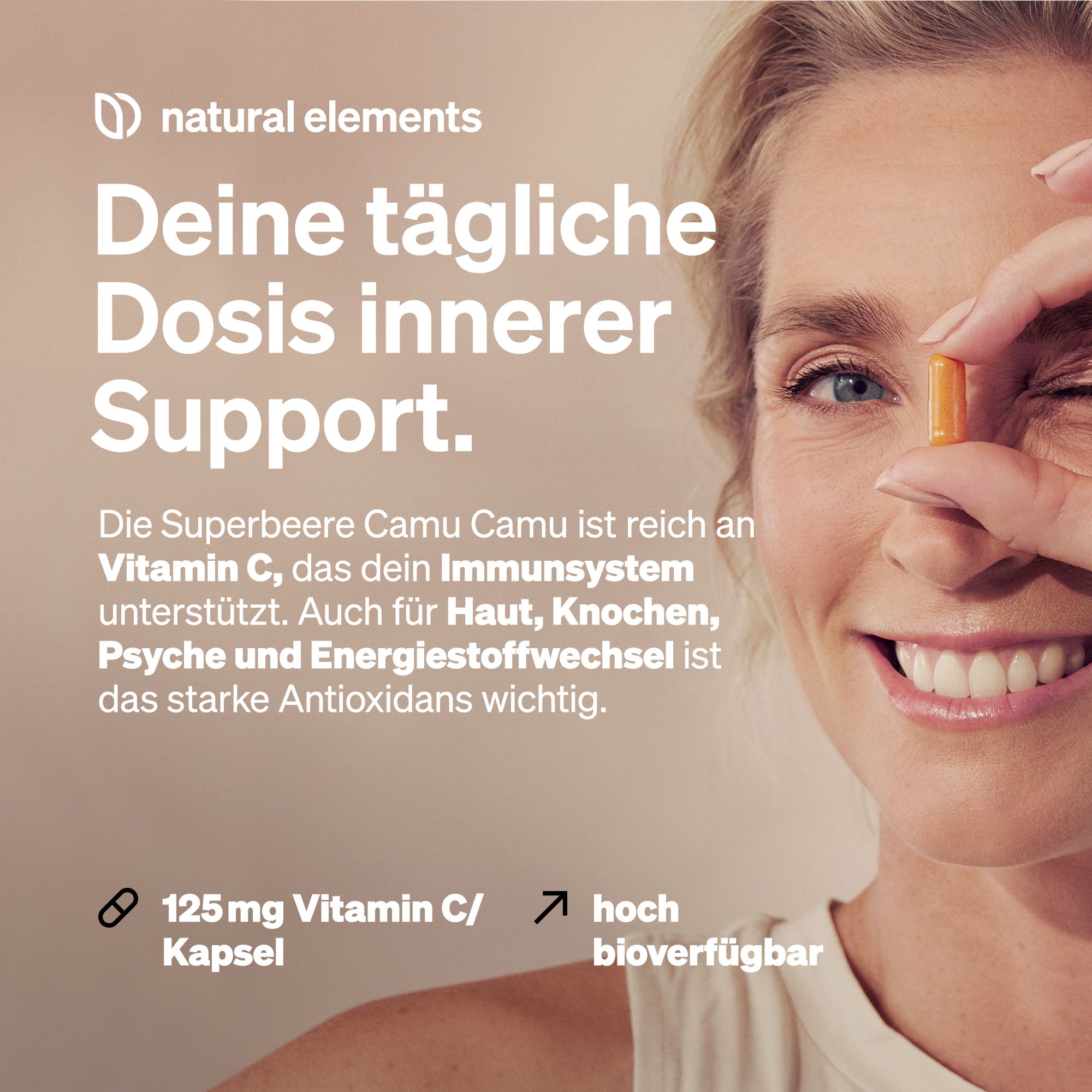natural elements Camu Camu Extrakt Kapseln – Vitamin C – 180 Kapseln – 500mg Camu-Camu Extrakt