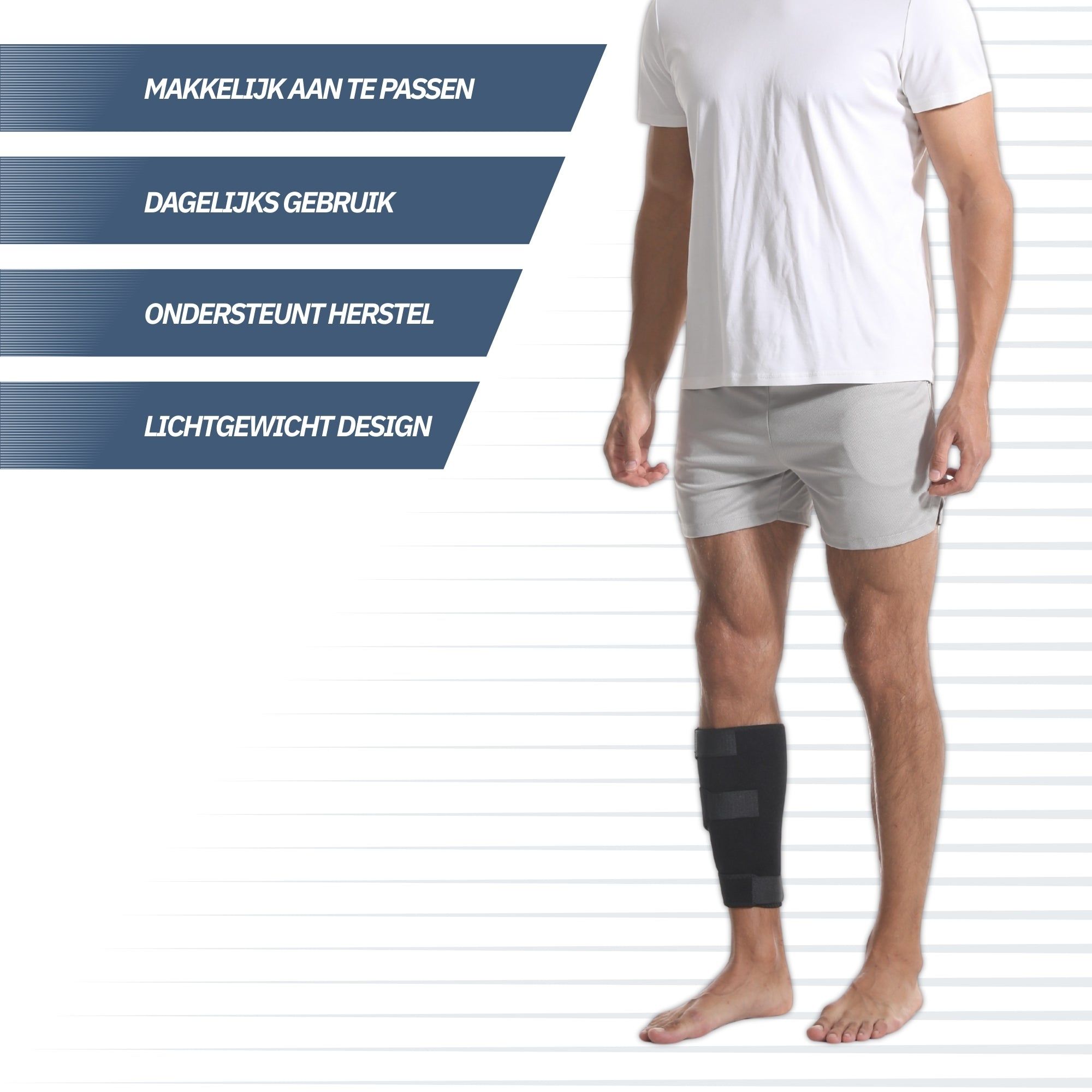 Anleitung zum Anlegen einer Kniebandage in vier Schritten.