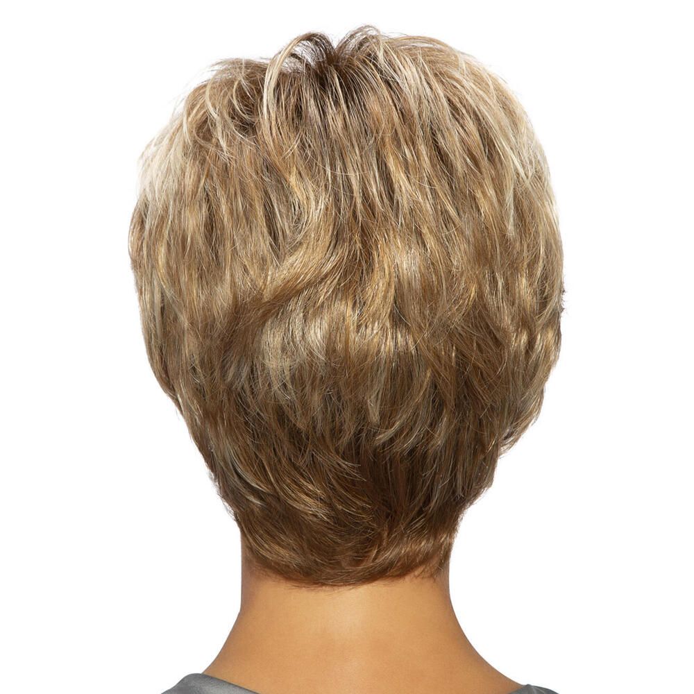 Perücke Lilo von Lofty. Kurze, blonde Kunsthaarperücke. Rückansicht.