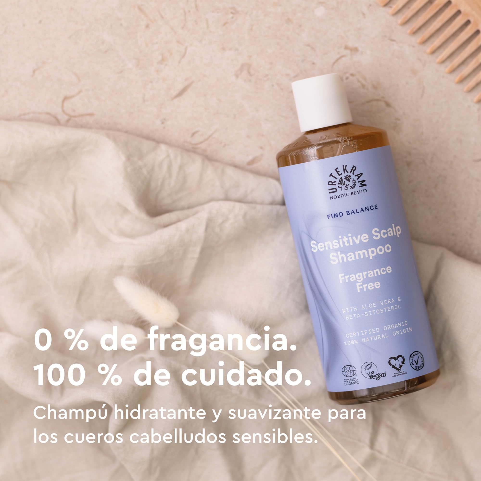 Flasche Sensitiv Kopfhaut Shampoo, duftfrei, mit Aloe Vera und Betain.