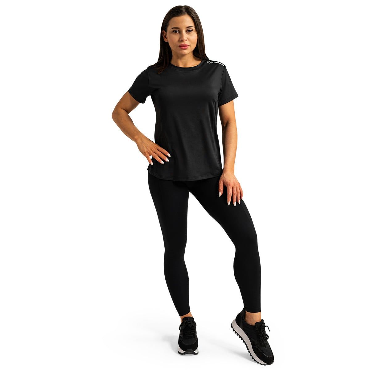 GymBeam T-Shirt Damen regular Kurzarm mit rundem Ausschnitt in Schwarz