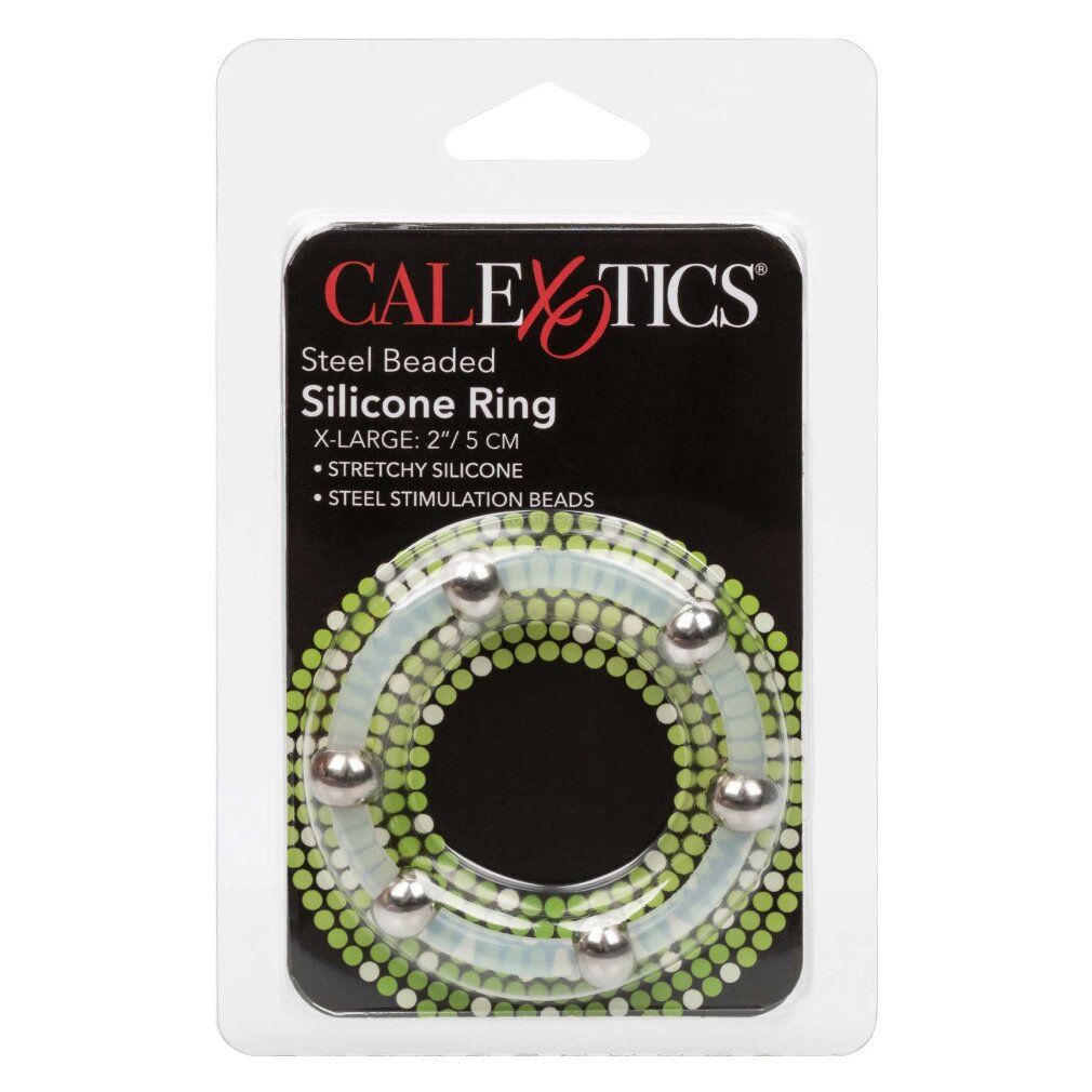 X-Large Stahl-Silikonring mit Stahlperlen. 5 cm Durchmesser. Stretchy Silikon.