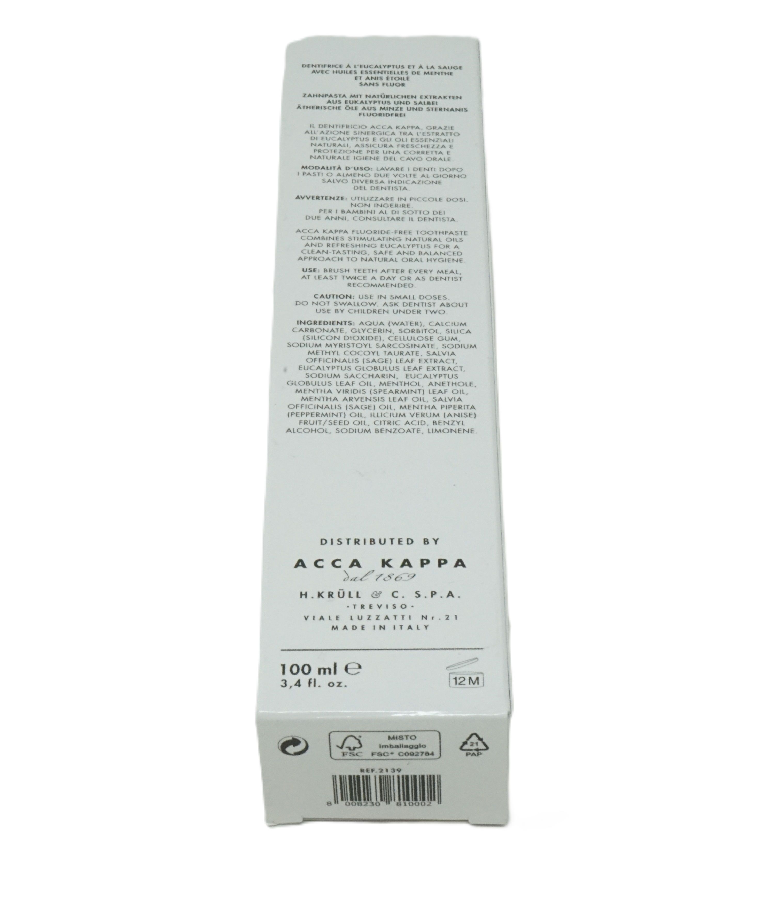 Acca Kappa, Natural Toothpaste Flouride Free