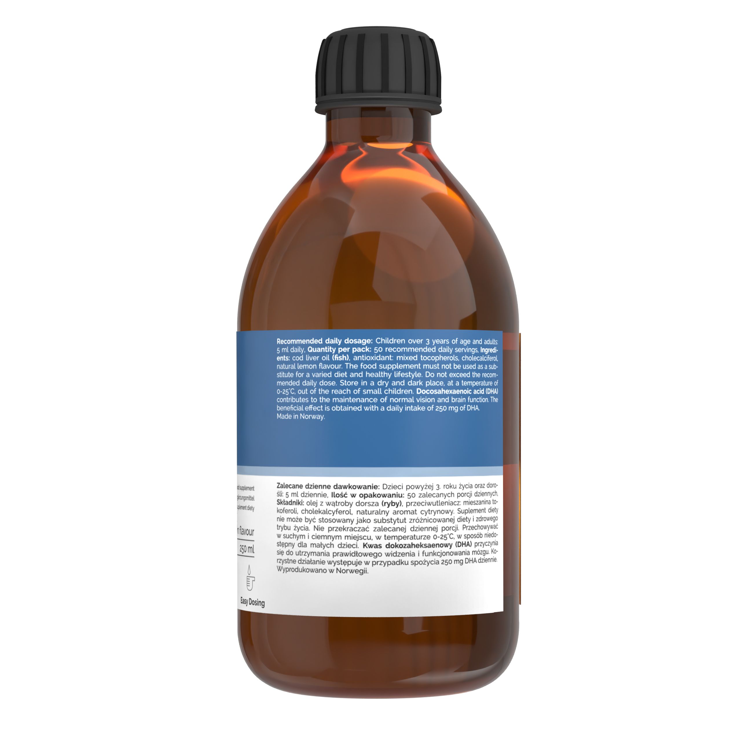 Vitaler’s Omega-3 Lebertran, Vitamine D und E, Zitronengeschmack