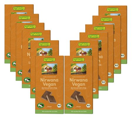 Rapunzel vegane Nirwana Schokolade mit Praliné-Füllung Multipack 12er-Pack 12x100 g