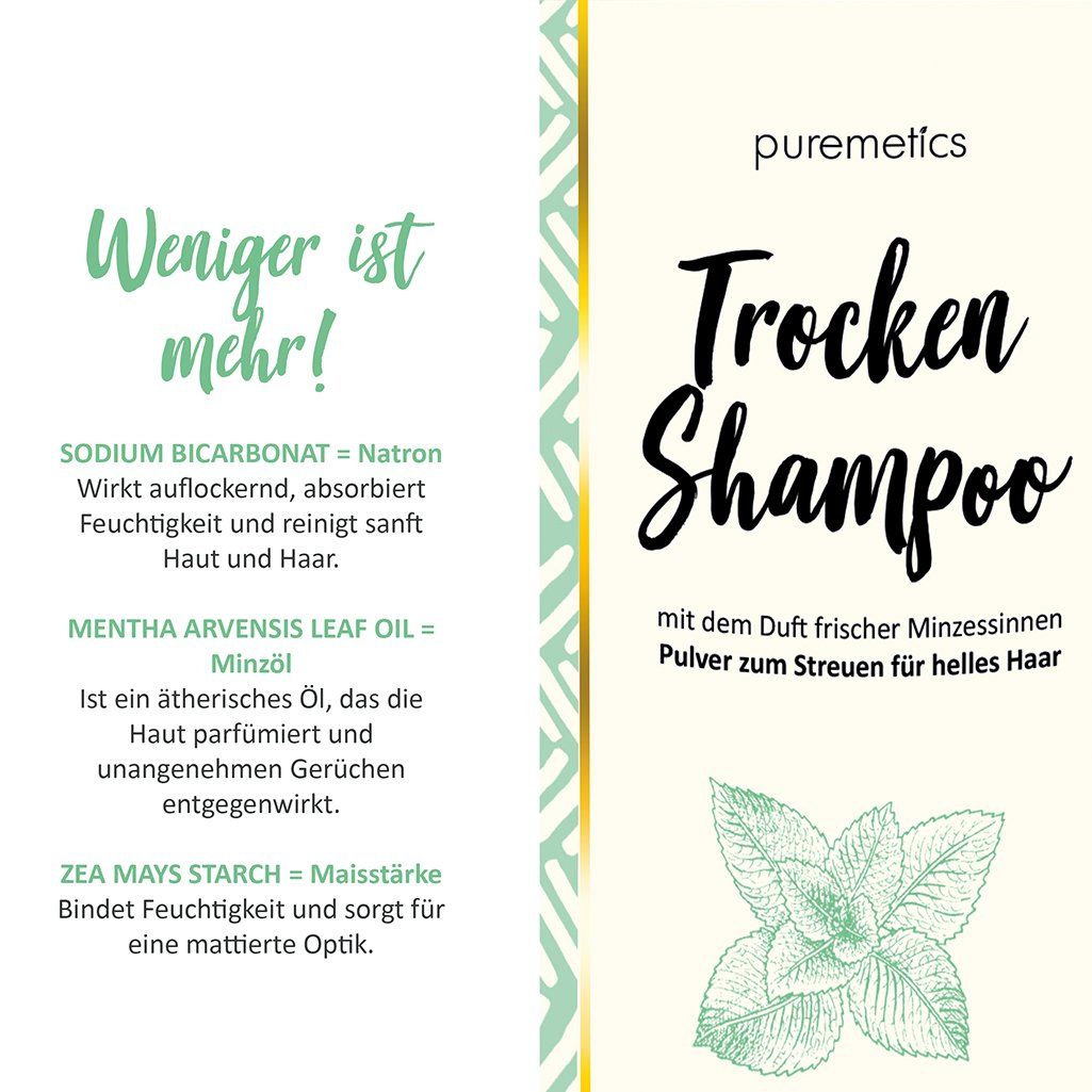 puremetics - Trocken-Shampoo "Peppermint" (für helles Haar)