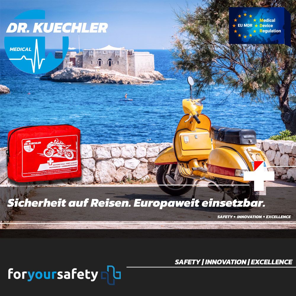 Motorrad Verbandskasten DIN 13167 Mini Erste Hilfe Set – Dr. Kuechler Medical® kompakt & EU konform