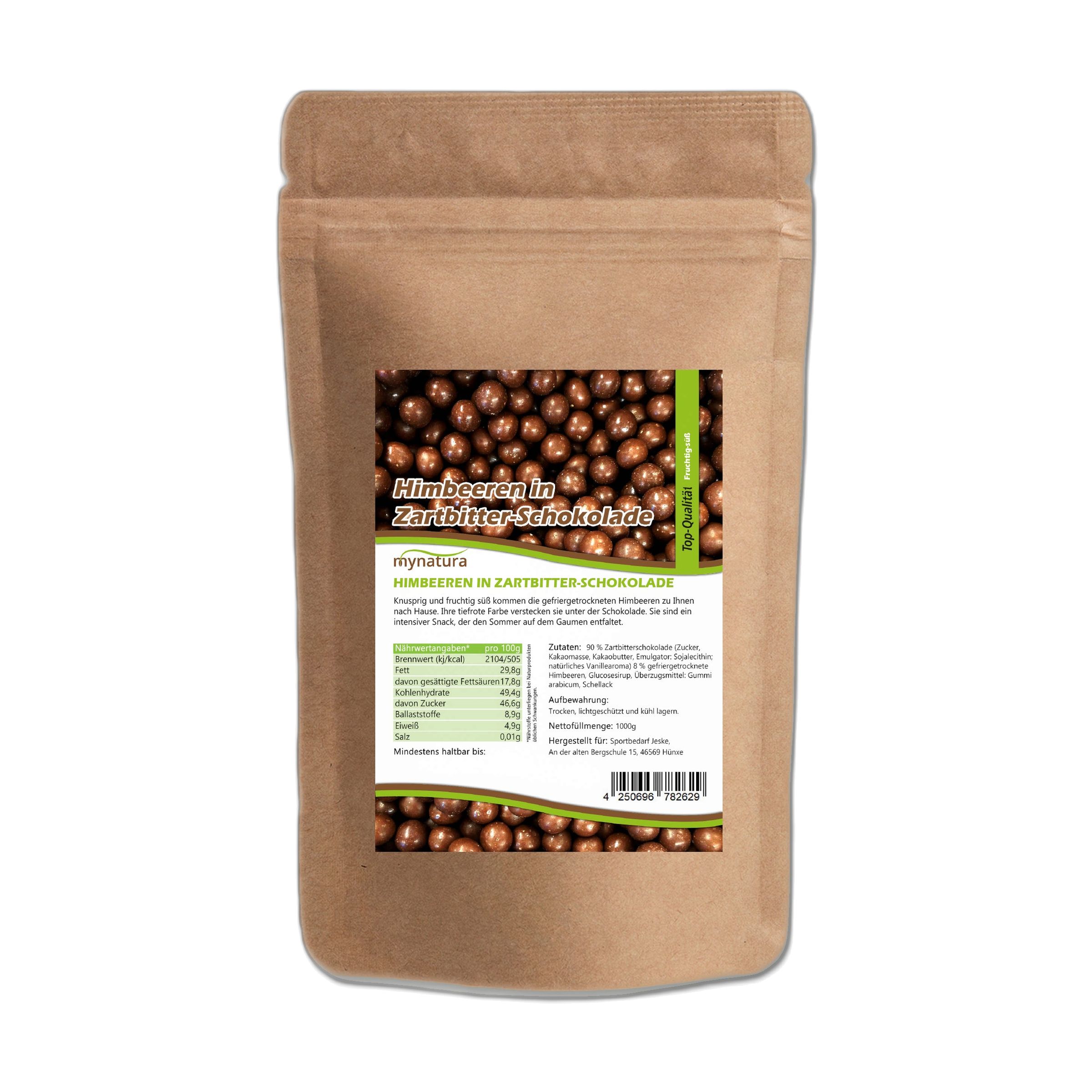Mynatura gefriergetrocknete Himbeeren in Zartbitterschokolade 1000 g