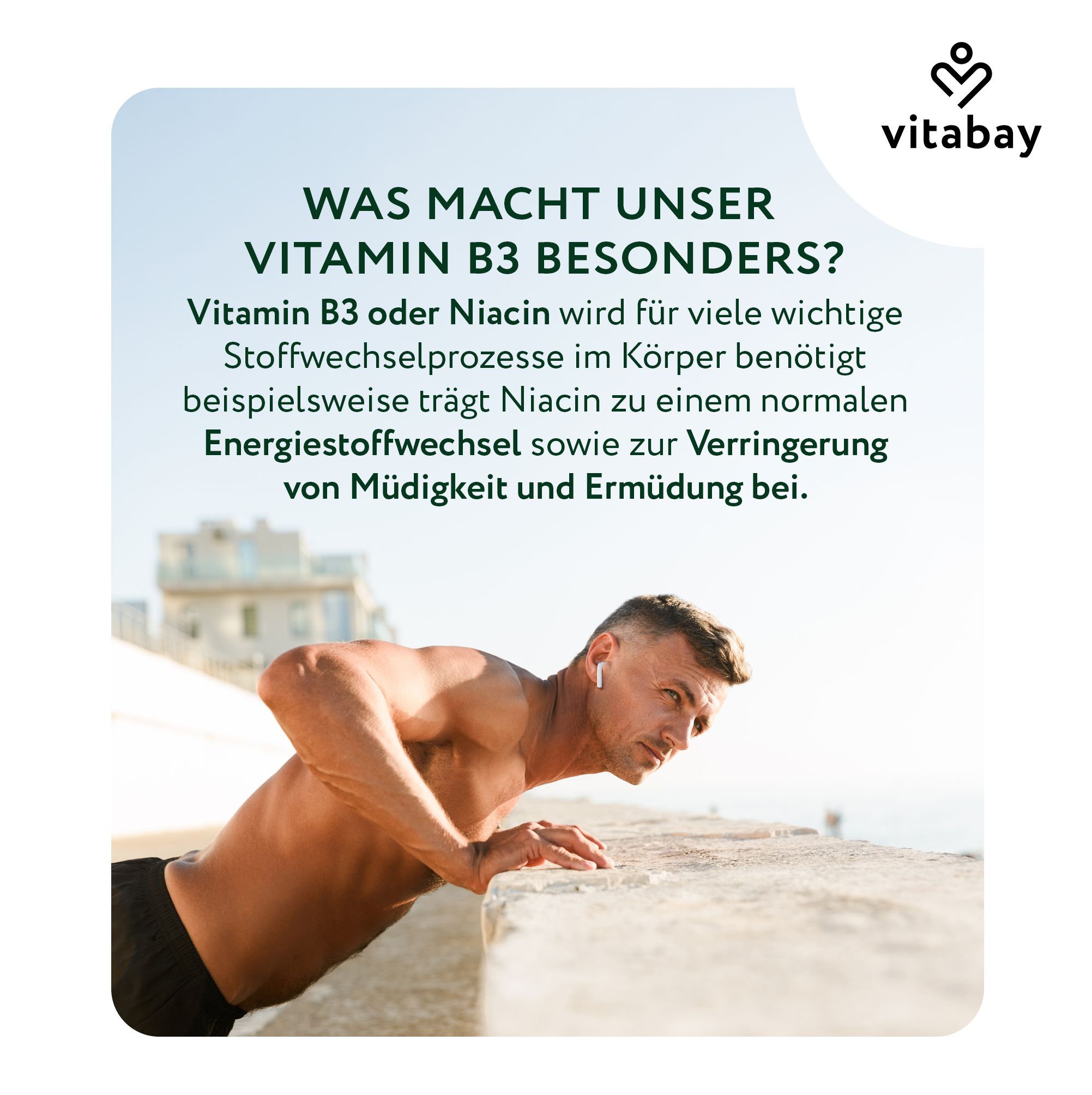 Vitabay Vitamin B3 Niacin 500 mg pro Kapsel. Keine unnötigen Zusatzstoffe.