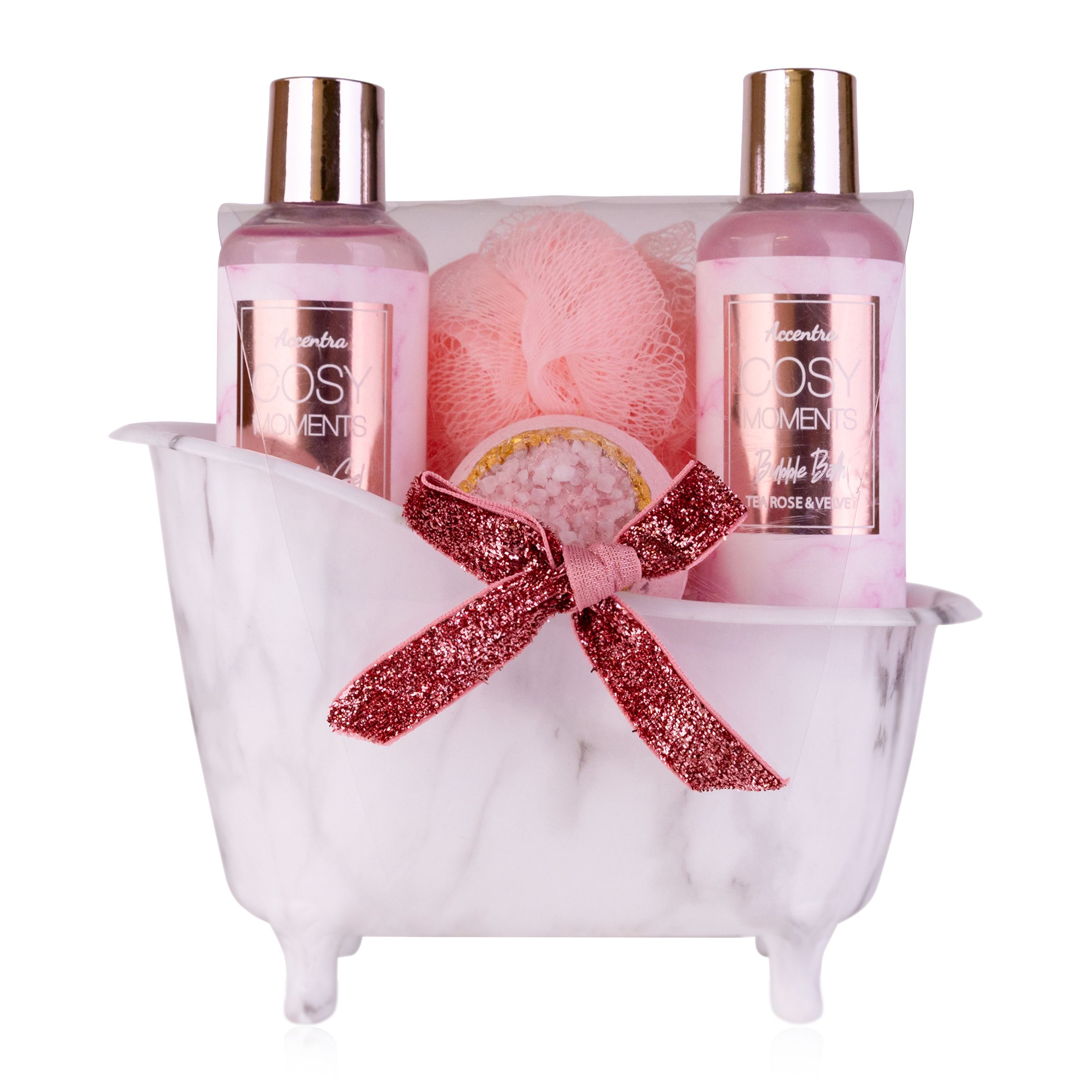 accentra Geschenkset Badeset Pflegeset Badewanne Rose & Velvet Geschenkidee