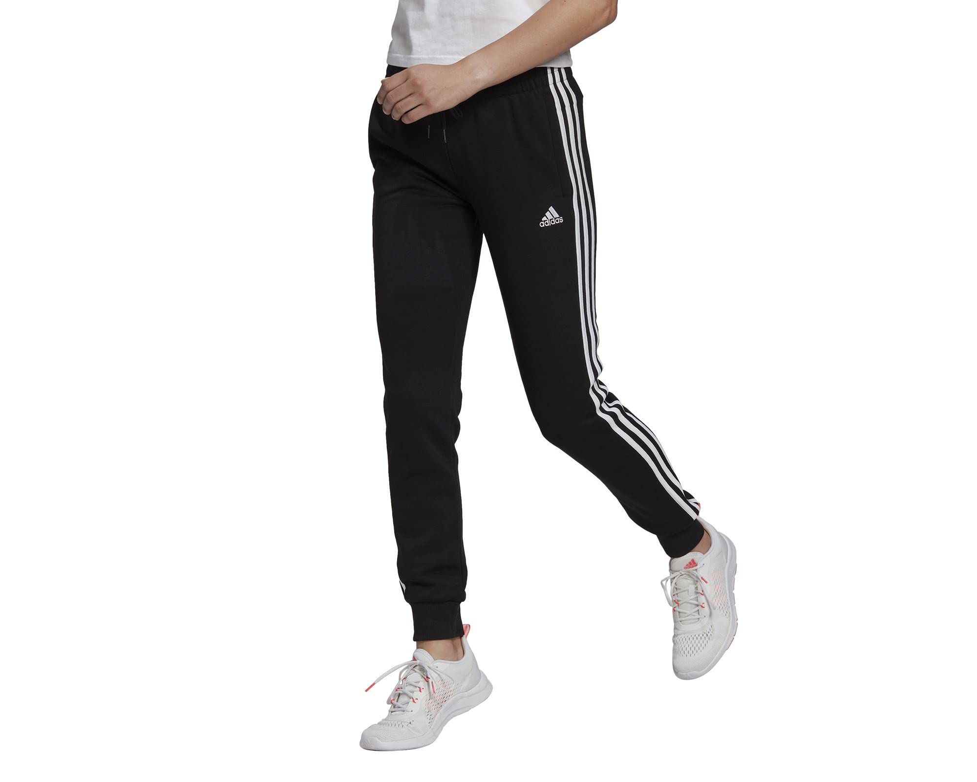 Adidas Pantaloni Ess French Terry 3-Stripes Donna Black/White