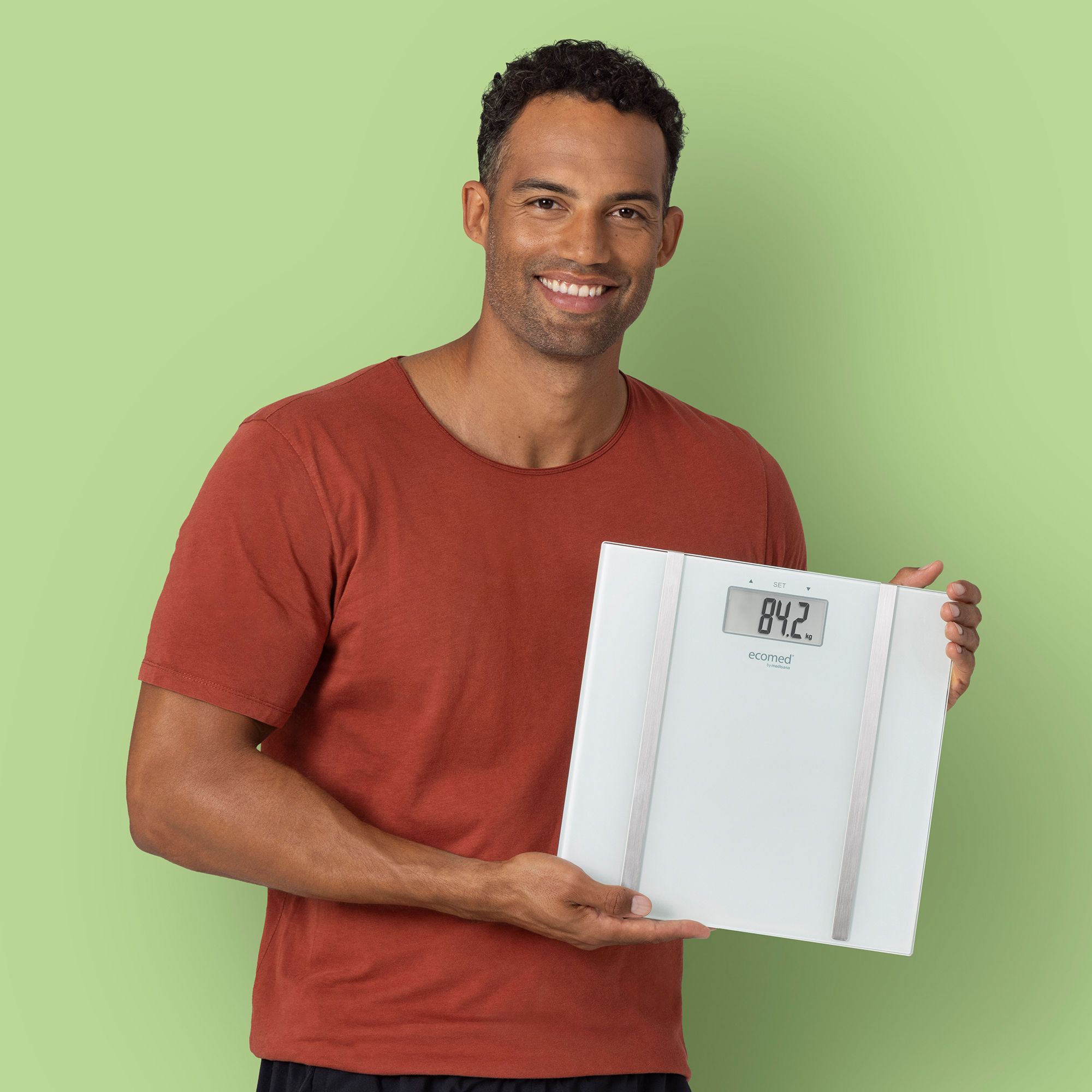 ecomed BS-70E digitale Körperanalysewaage bis 150 kg Personenwaage aus Glas