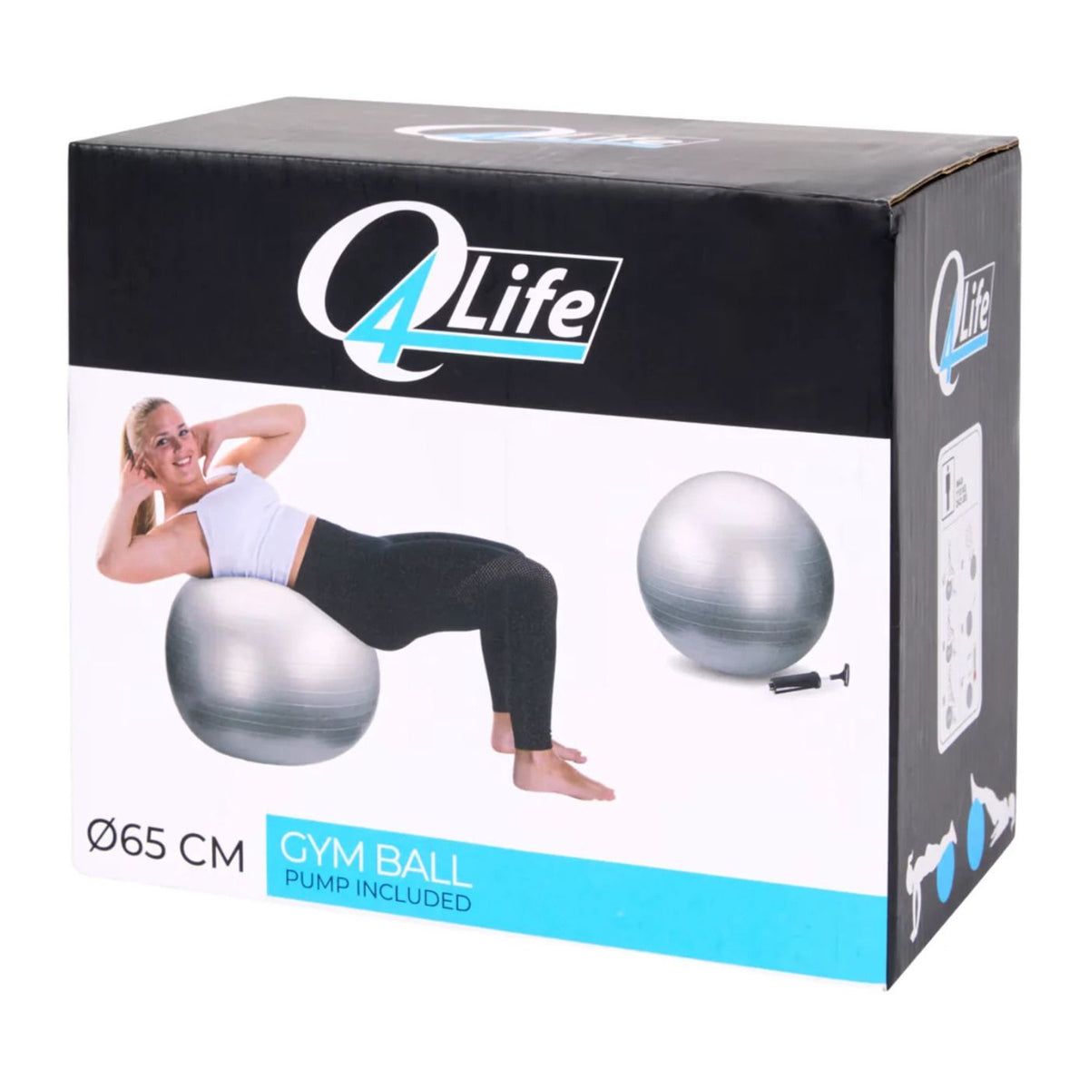 Q4Life Gymnastikball - Set mit Pumpe Silber 1 St