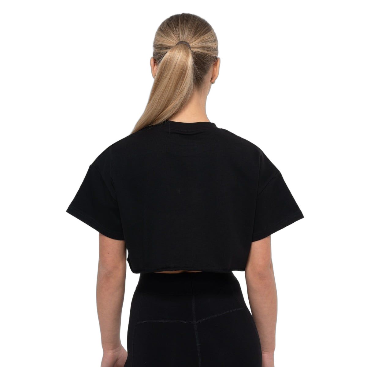 GymBeam T-Shirt Damen cropped oversized mit Rundhalsausschnitt in Schwarz