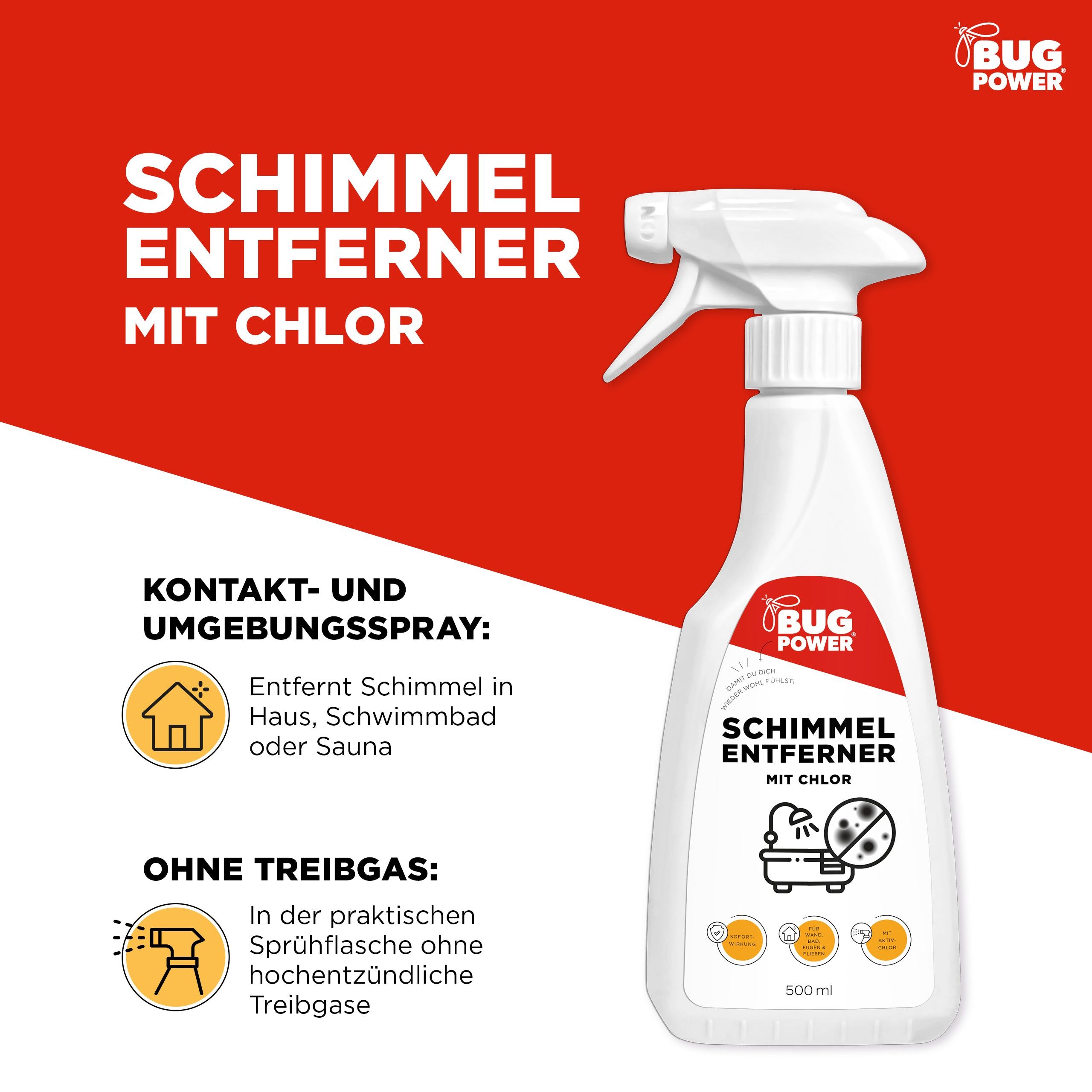 BugPower Schimmel Entferner Spray 2x500 ml