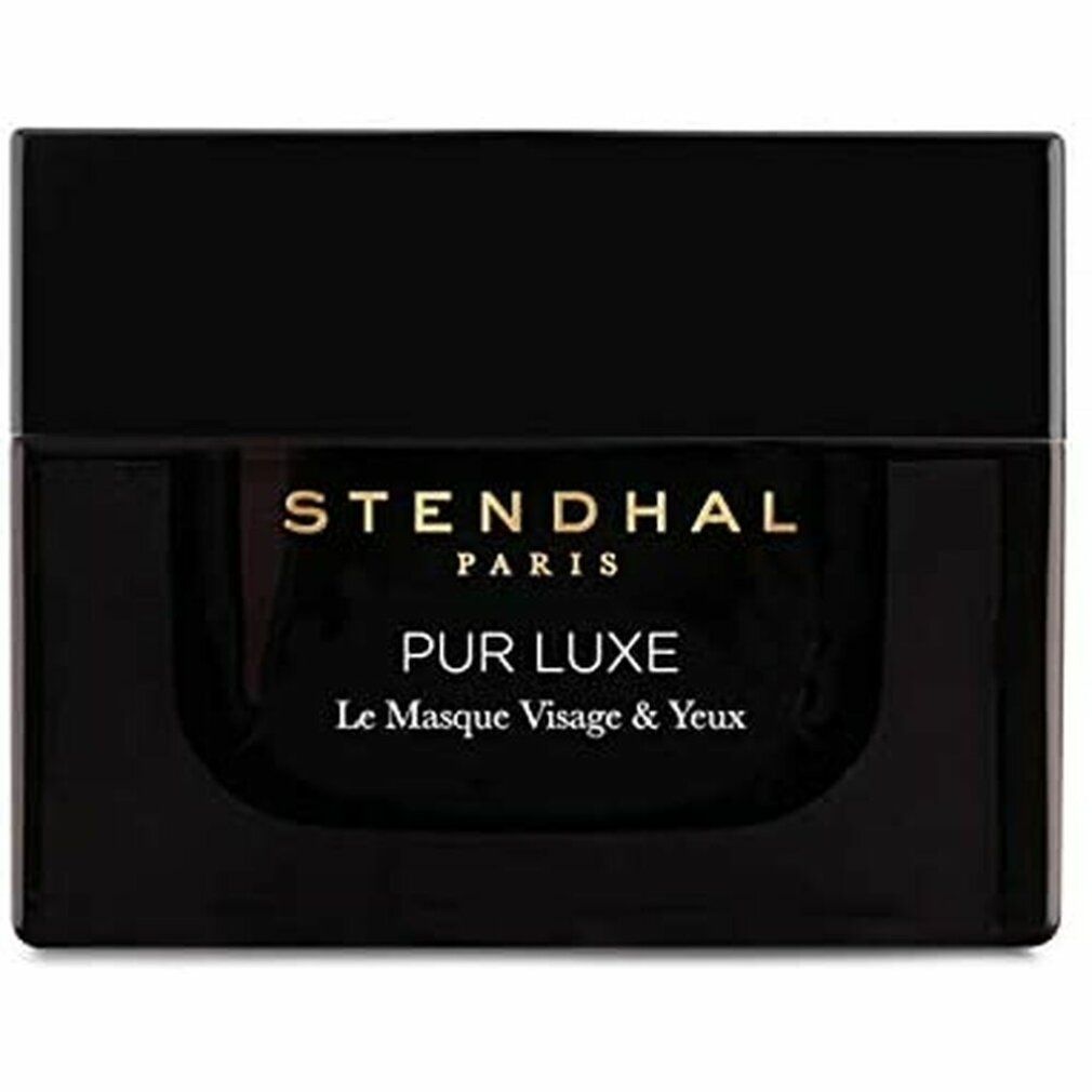 Schwarzer Tiegel mit goldfarbenem Schriftzug STENDHAL PARIS, PUR LUXE Le Masque Visage & Yeux.