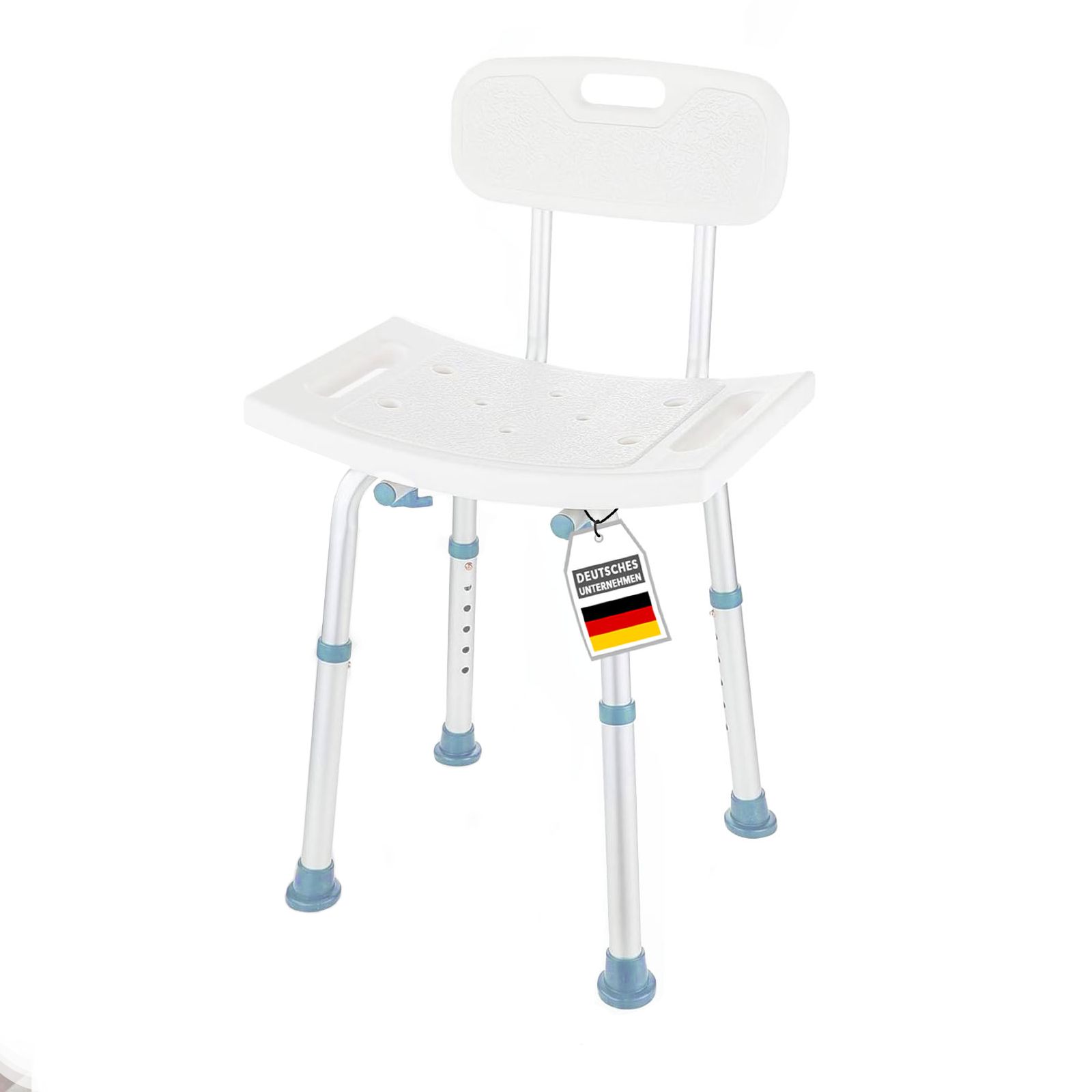 KARAT Duschhocker Jonah - Duschstuhl mit Rückenlehne - Höhenverstellbar und rutschfest bis 136 kg