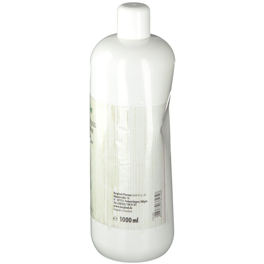 Weiße Flasche mit Schraubverschluss. Etikett mit Text und Barcode. Volumenangabe: 1000 ml.