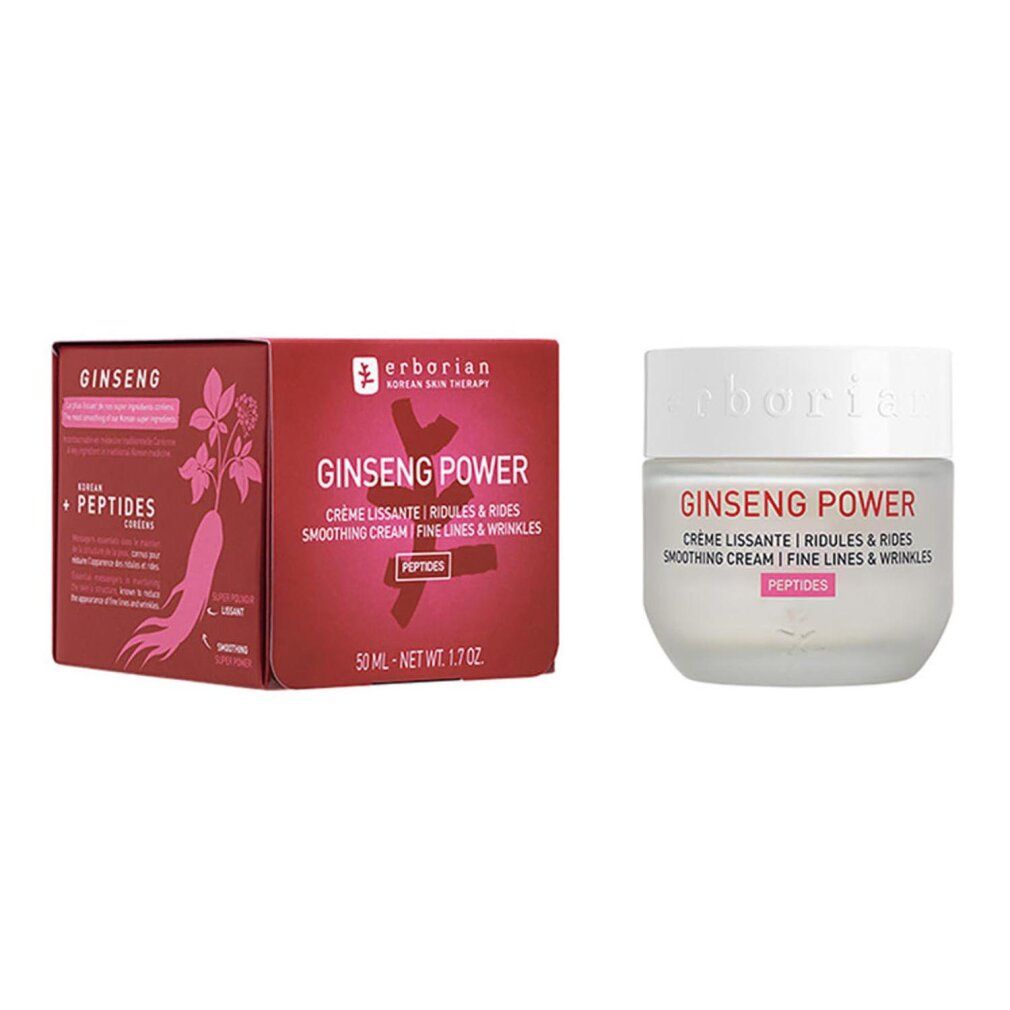Erborian Ginseng Power Crème und Verpackung. Glättende Anti-Aging-Tagespflege.