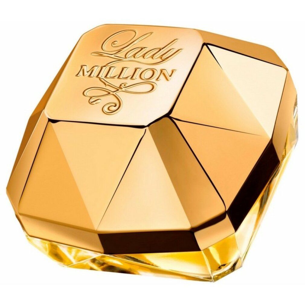 Goldfarbener Flakon, achteckig. Aufschrift Lady MILLION. Ohne Verpackung.