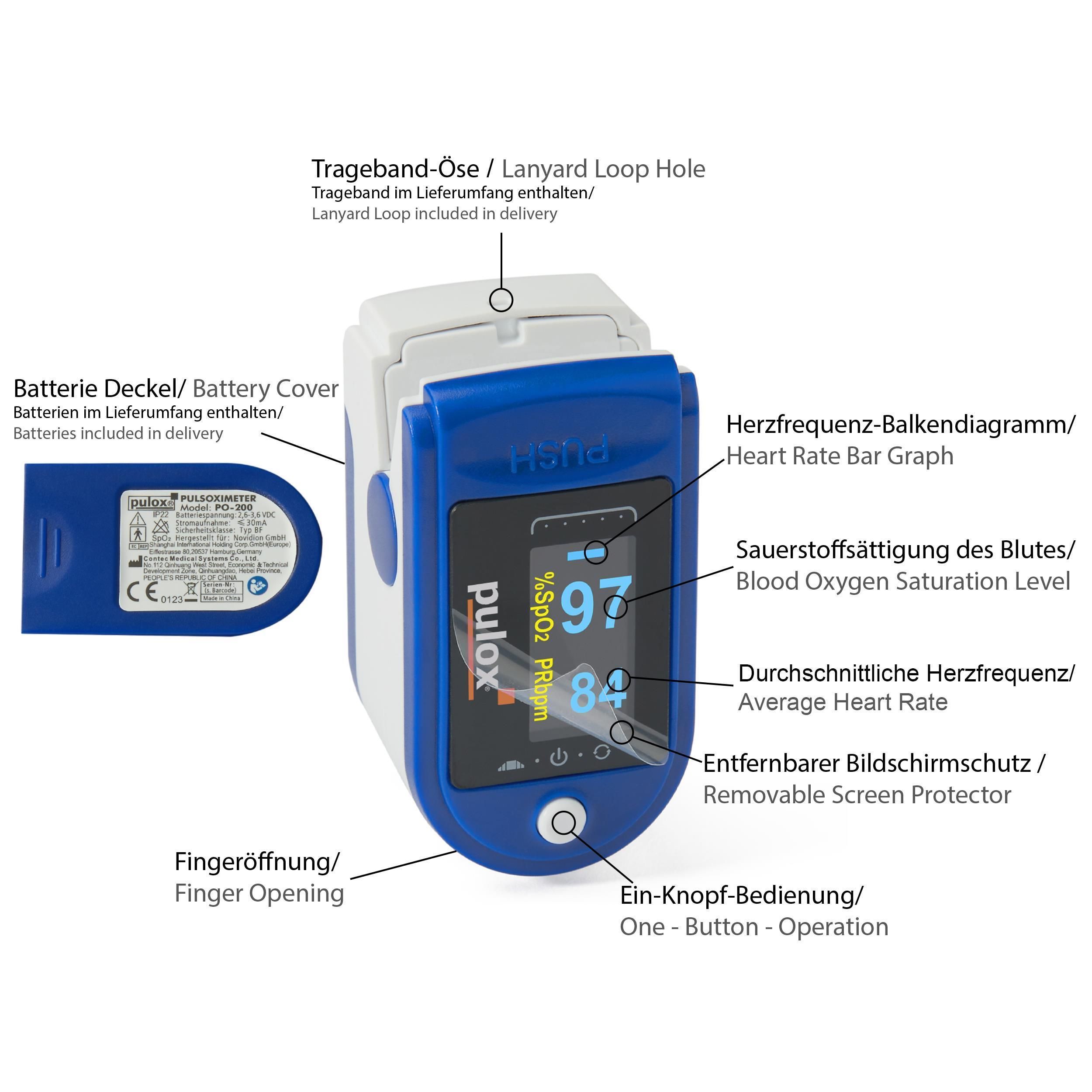 pulox - PO-200 Set - Finger-Pulsoximeter - Blau 1 St - Shop Apotheke