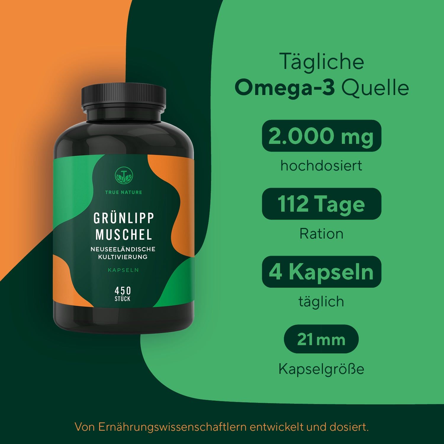 TRUE NATURE® Grünlippmuschel Kapseln - Neuseeländische Kultivierung