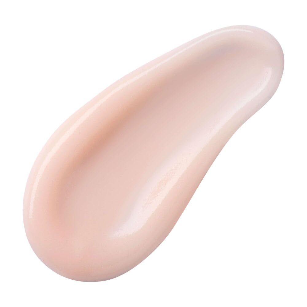 Heller, cremefarbener Primer-Strich. Glatte Textur, leicht glänzend. Auf weißem Hintergrund.