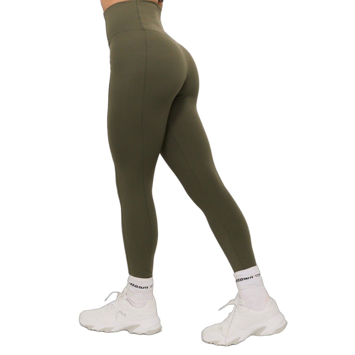 GymBeam Leggings Damen mit hoher Taille ohne Taschen in Olivgrau 1 St
