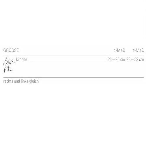 Grafik mit Größenangaben für die Kniebandage BORT Osgood-Schlatter. Größen für Kinder, Maße in cm.