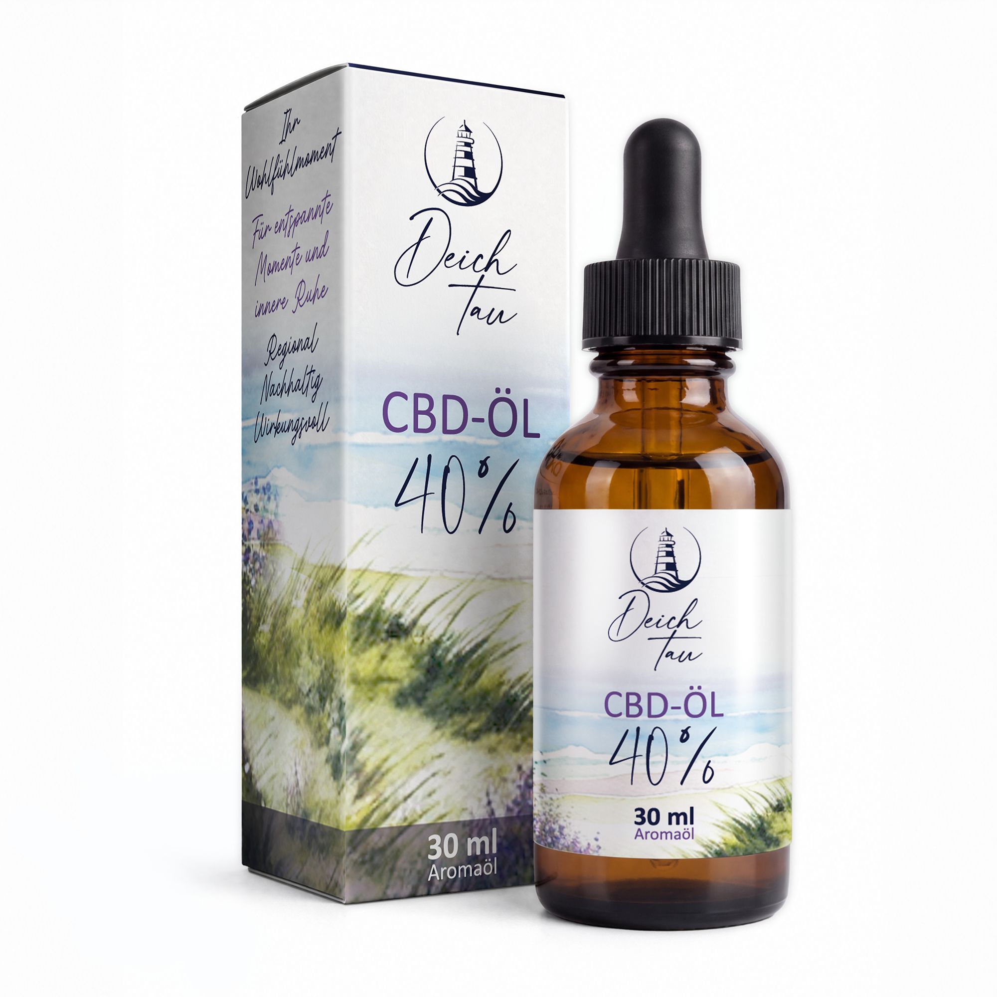 Deichtau CBD Öl 40% - Vollspektrum Hanföl CBD-Tropfen – 30ml XL-Packung Deutsche Marke 30 ml Tropfen