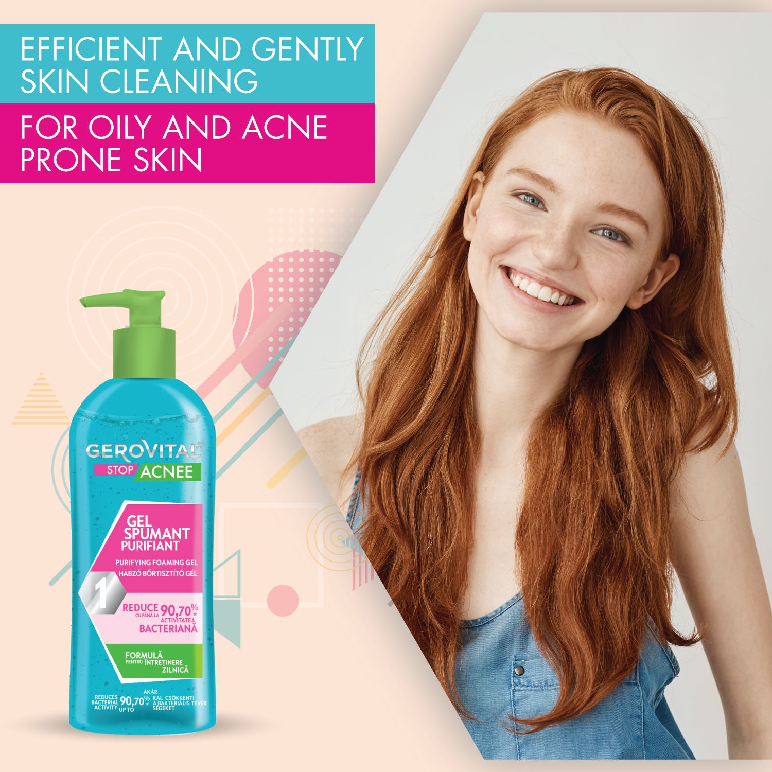 Gerovital Reinigungsschaum Gel mit Salicylsäure, Akne 150 ml