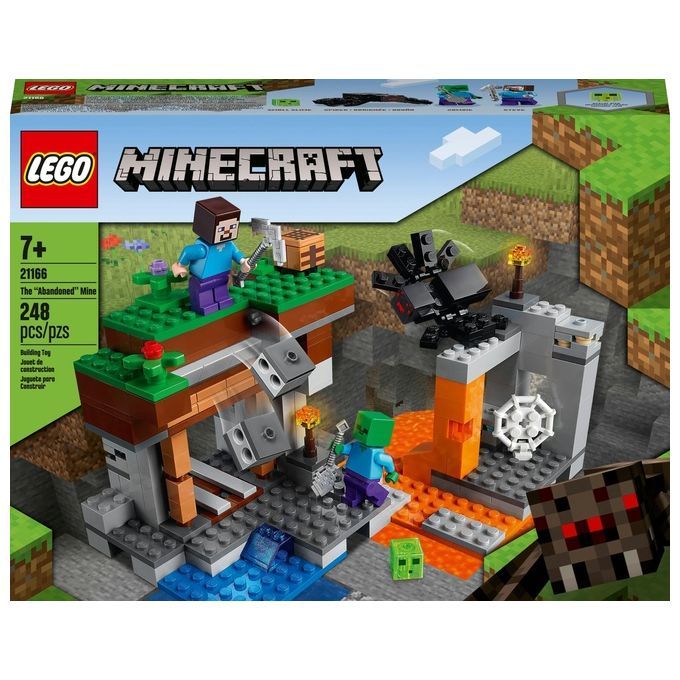 LEGO Minecraft 21166. Set mit Figuren und Mine. Verpackung zeigt das Set mit Figuren und Mine.