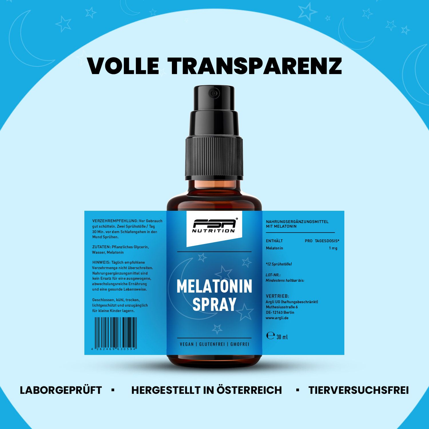 FSA NUTRITION Melatonin Einschlafspray 1 mg auf Wasserbasis & ohne Alkohol