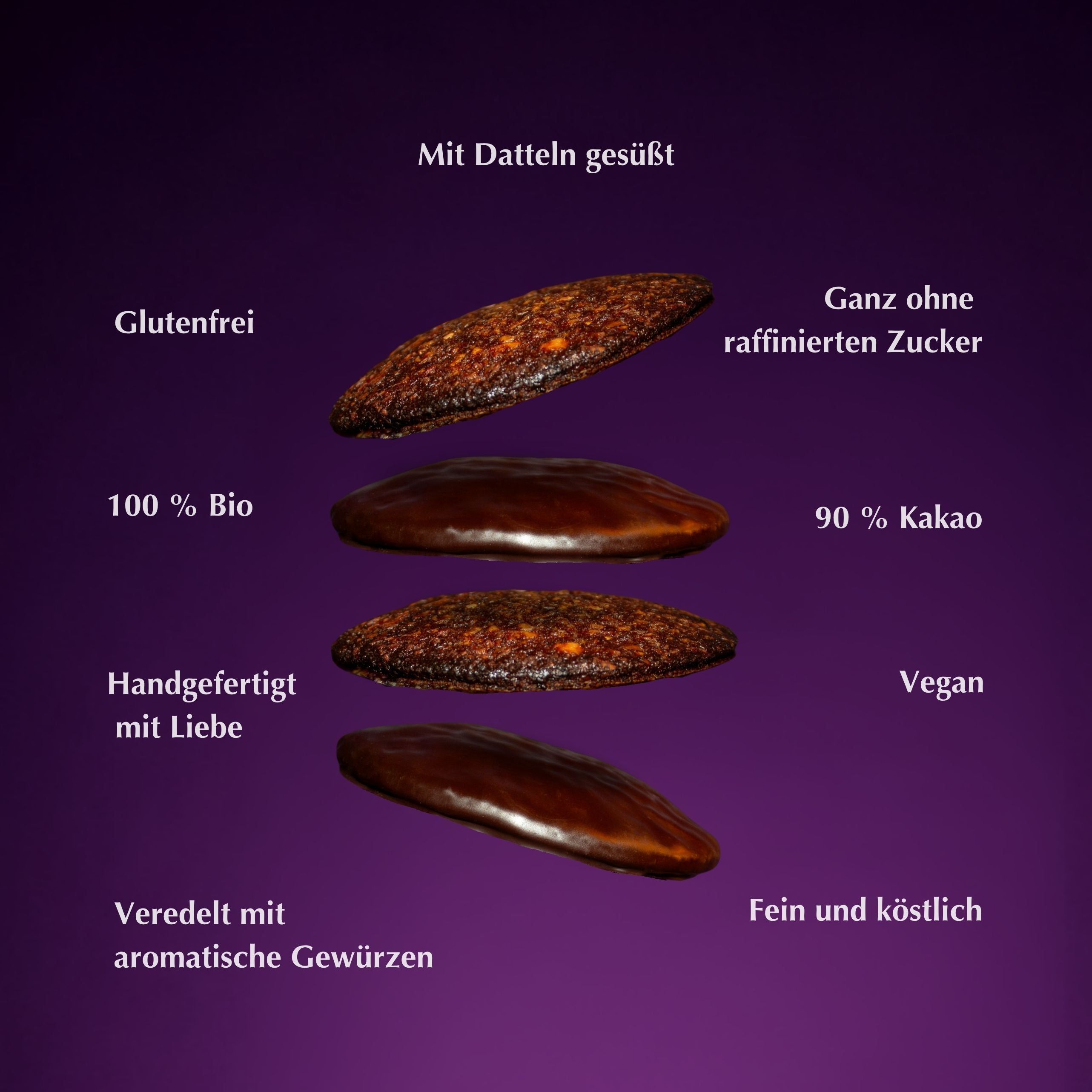 Odilia Bio Elisen Lebkuchen: glutenfrei, 100% Bio, handgefertigt, vegan, mit Datteln gesüßt.