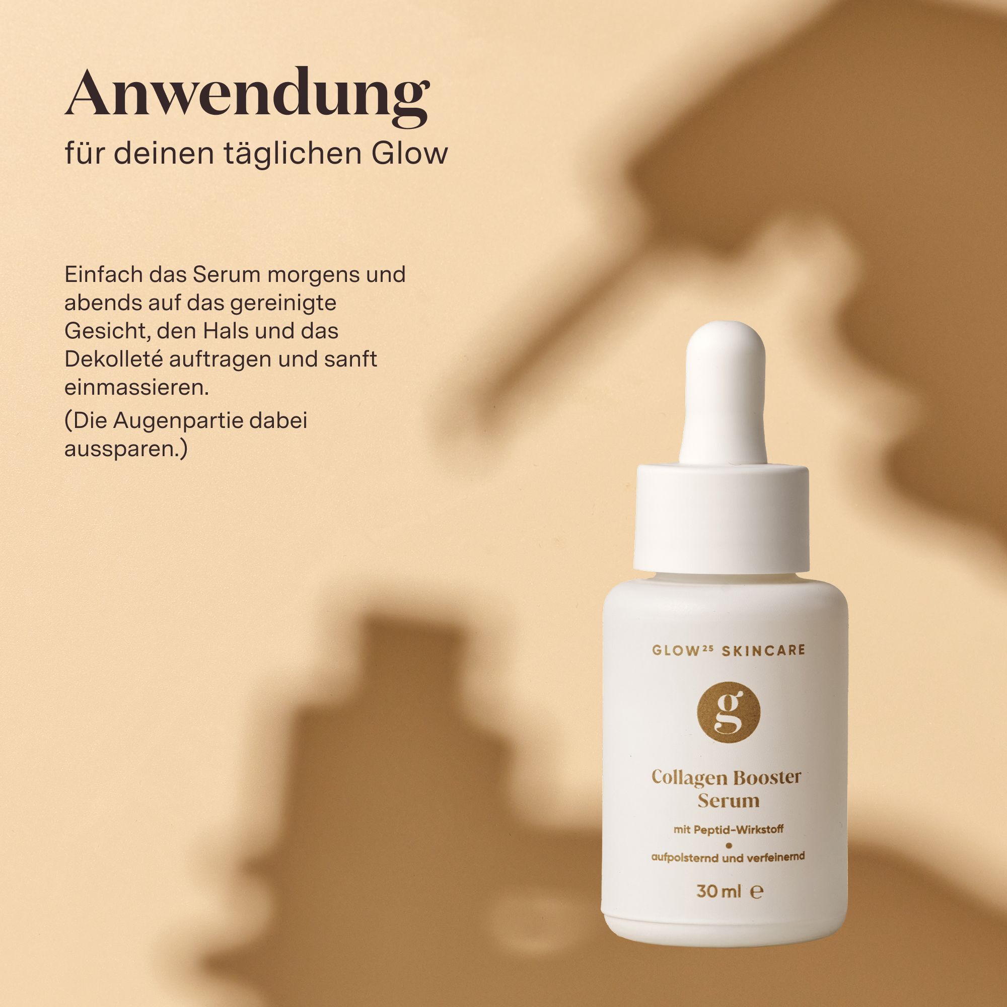 Glow25® Collagen Booster Serum [30ml] - Flüssigkeit mit Peptid-Wirkstoff und Hyaluron