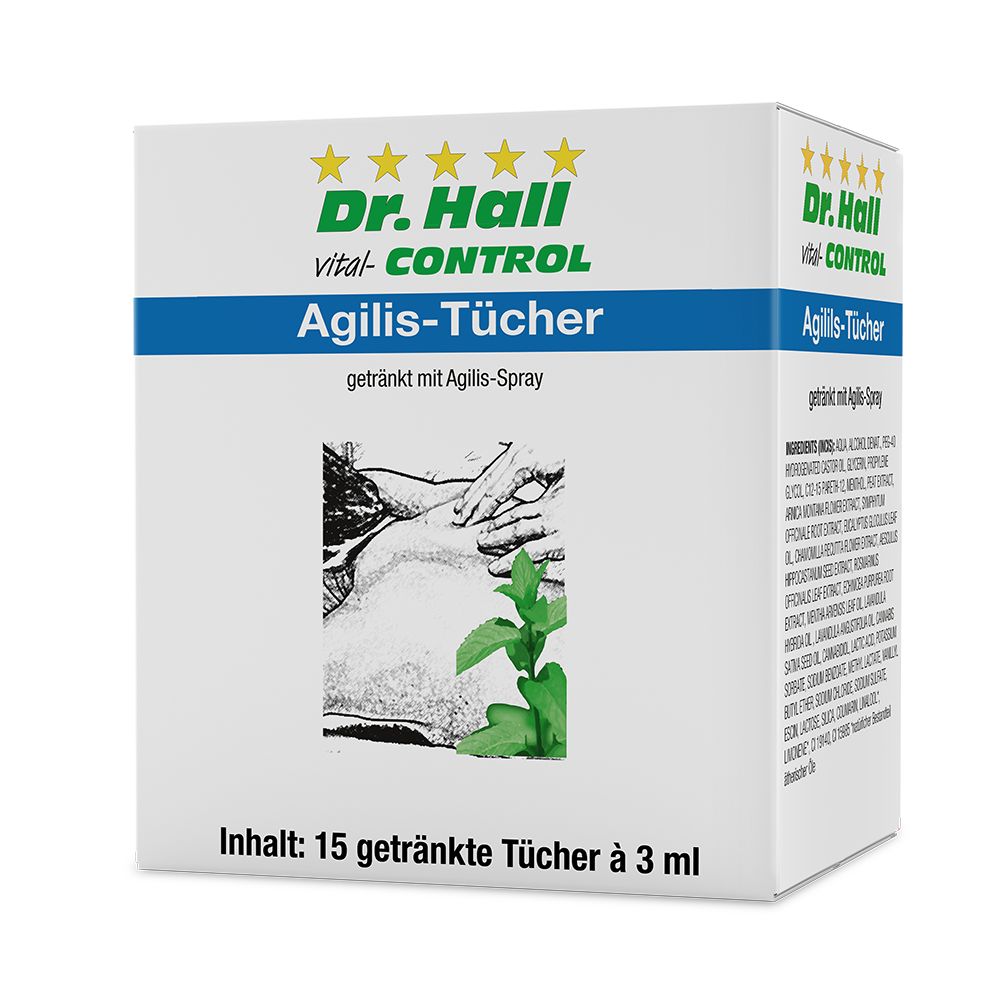 Dr. Hall Agilis-Spray getränkte Tücher, 15 Stück