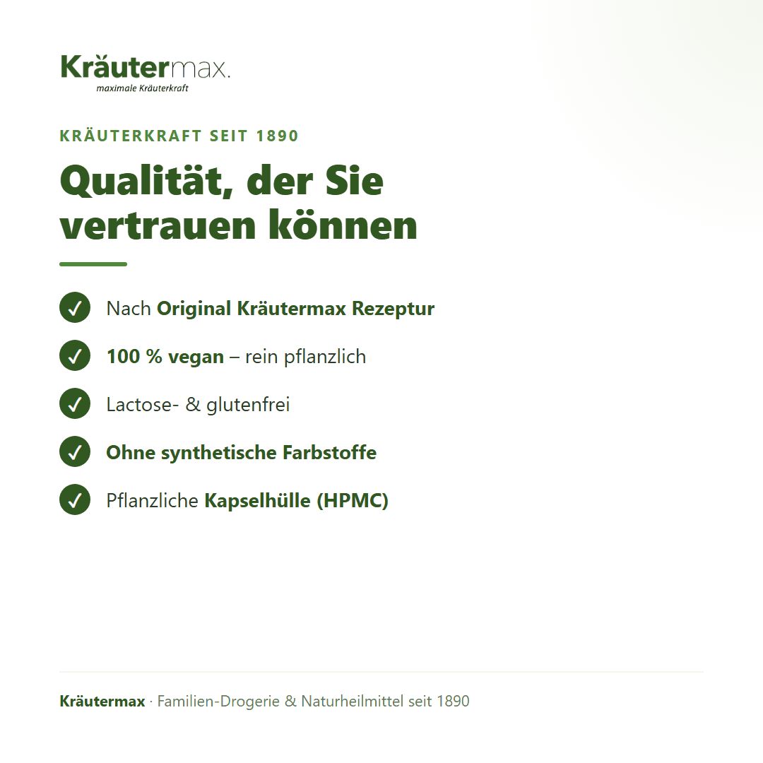 Außenansicht der Kräutermax Drogerie mit Innenaufnahmen der Regale und Verkaufsräume.