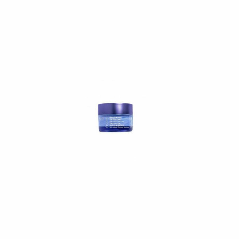 Blau-violettes Tiegel. Aufschrift: HYALURONIC TRIPEPTIDE Gel-Cream for Eyes. Marke: Strivectin.
