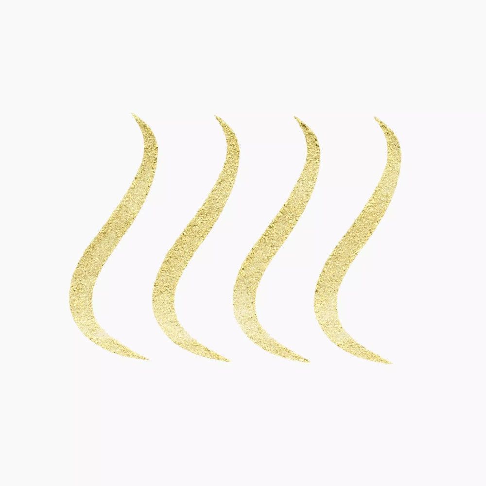 Vier goldfarbene, geschwungene Linien auf weißem Hintergrund.