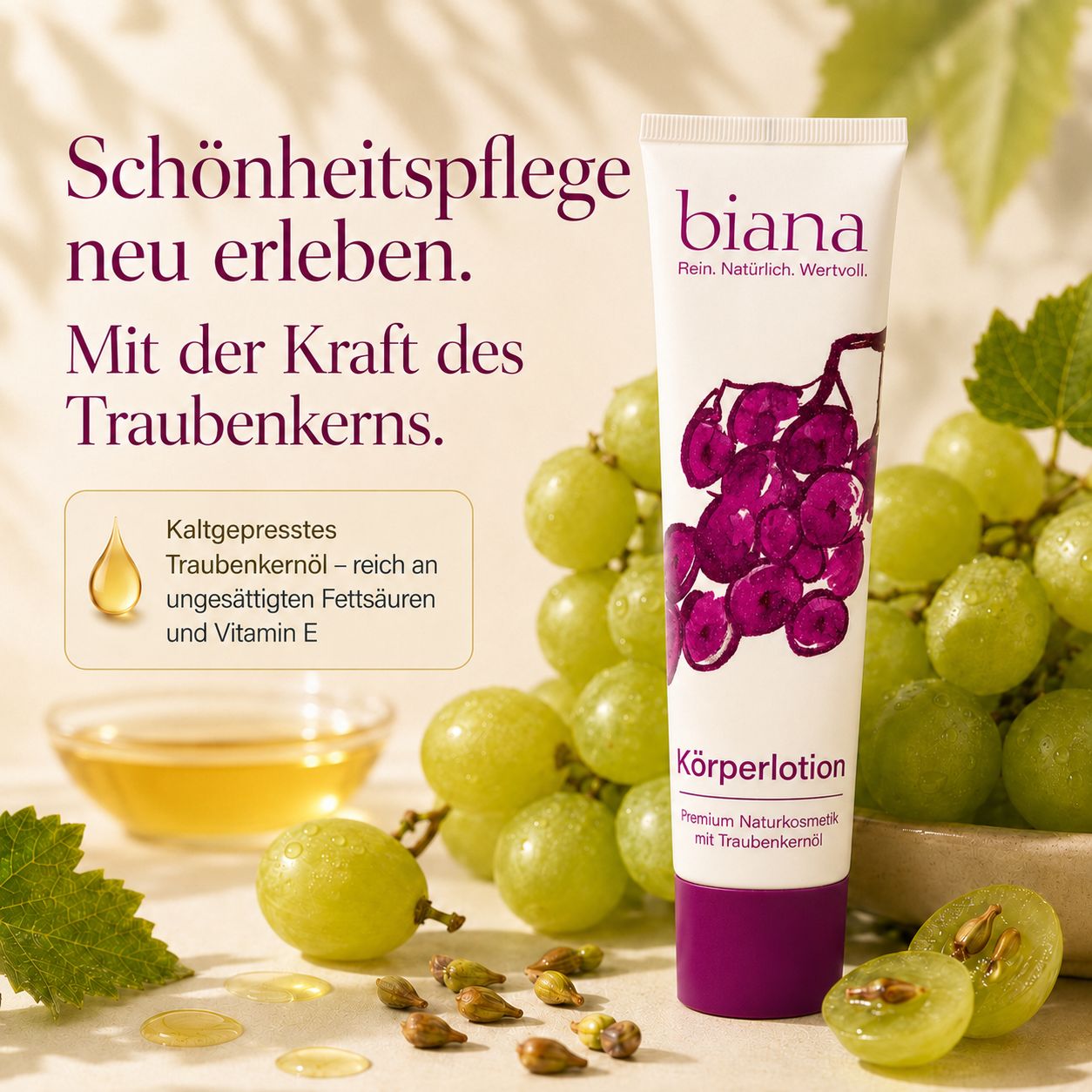 biana Körperlotion – Premium Naturkosmetik mit Traubenkernöl