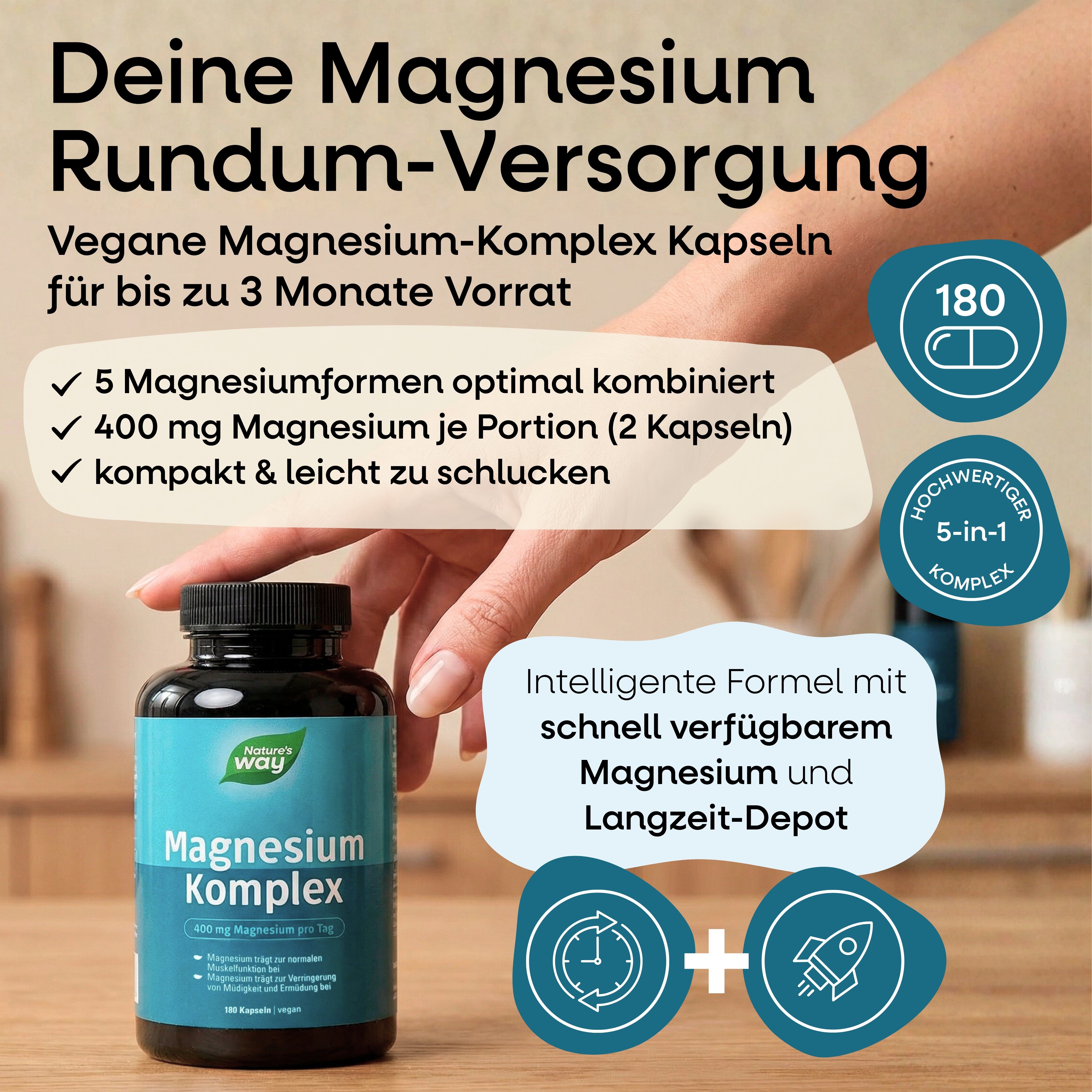 Nature's Way Magnesium Komplex Kapseln I 400 mg Magnesium hochdosiert