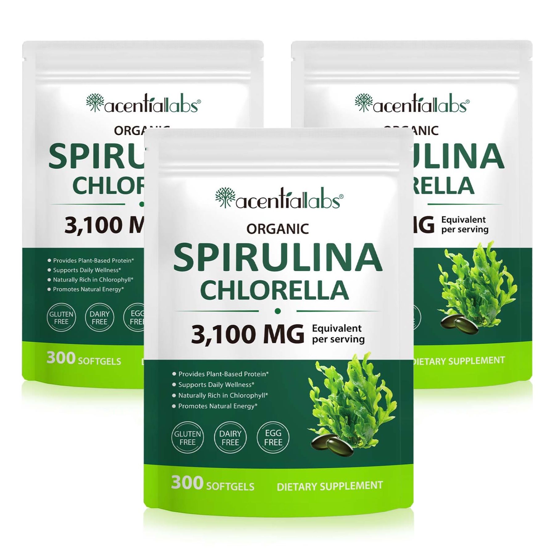 P-beauty Spirulina Chlorella Softgels Mineralien 3100 mg Vegan 3x300 St Kapseln